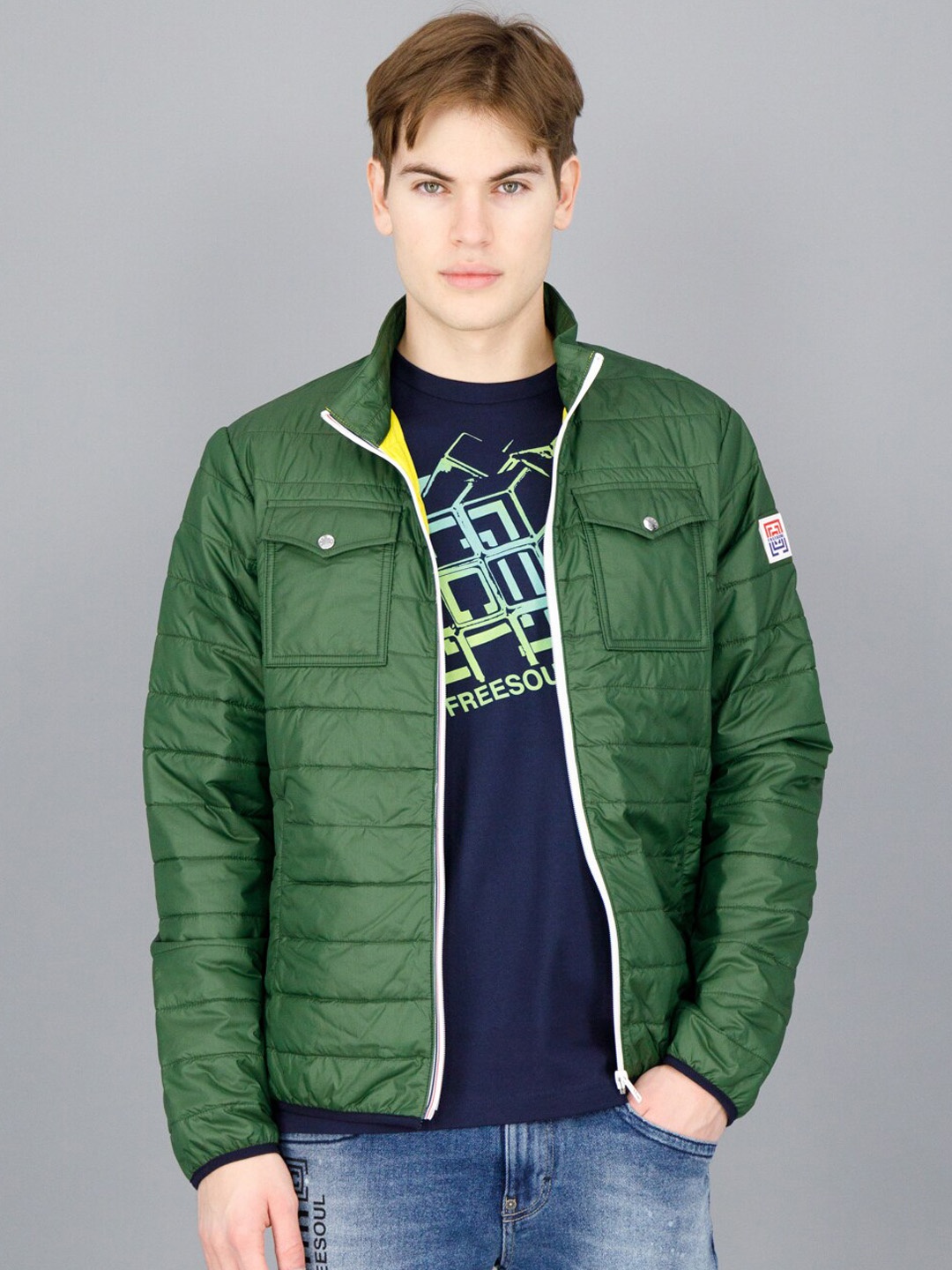 

FREESOUL Men Green Puffer Jacket