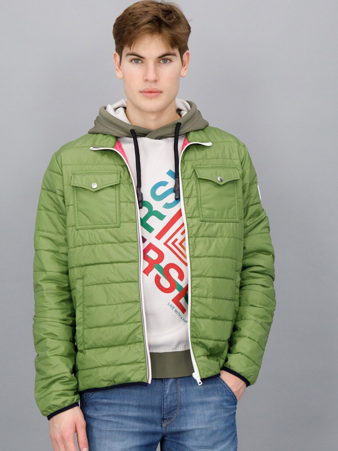 

FREESOUL Men Green Solid Puffer Jacket