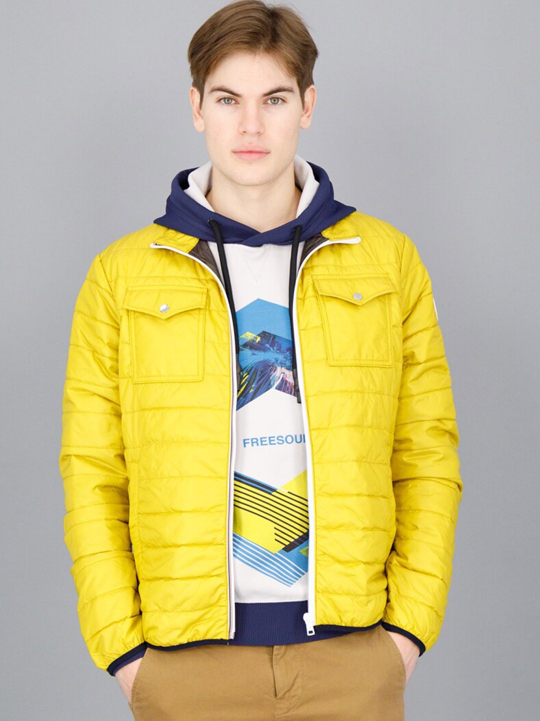 

FREESOUL Men Padded Jacket, Yellow