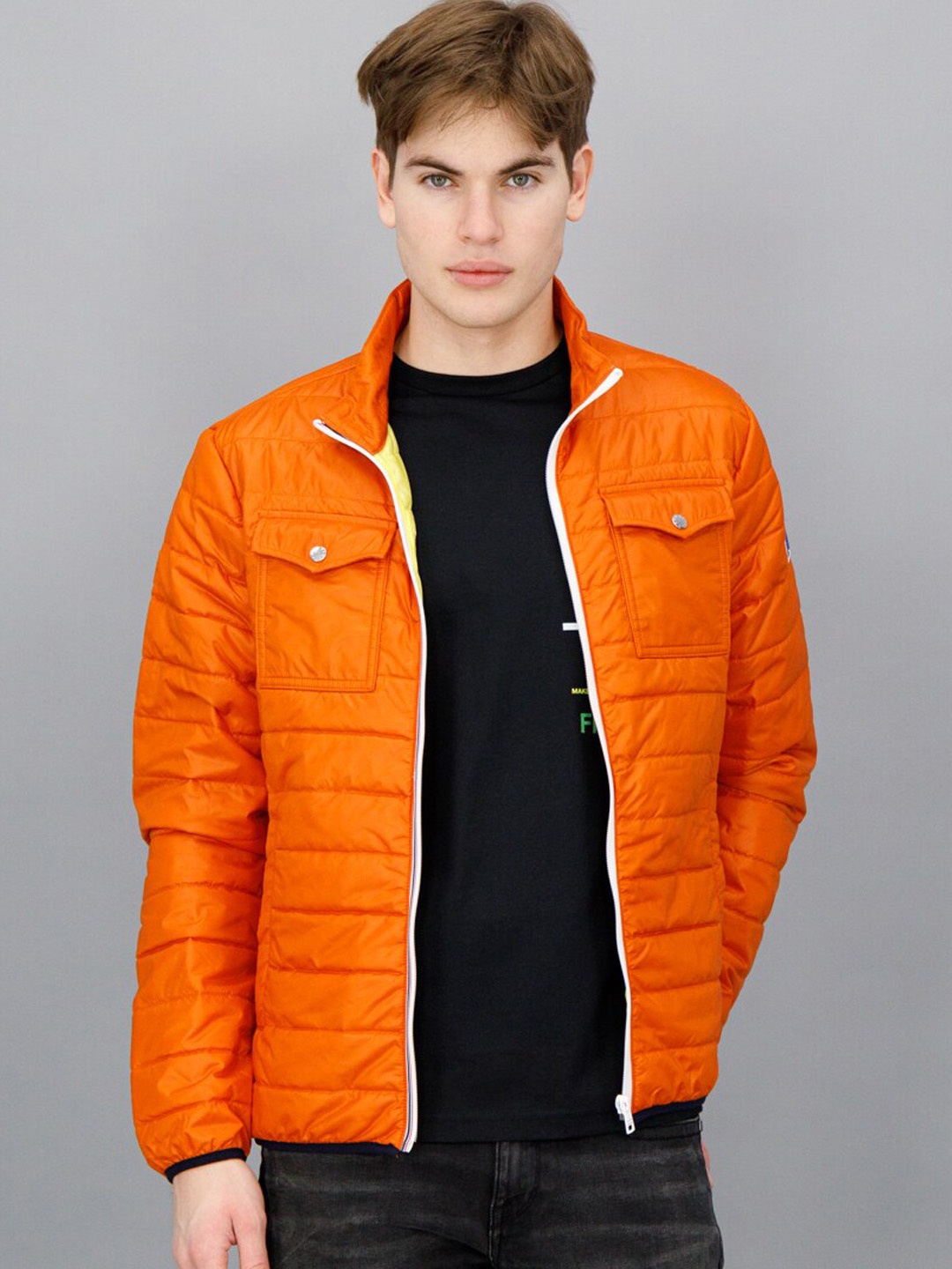 

FREESOUL Men Orange Solid Puffer Jacket
