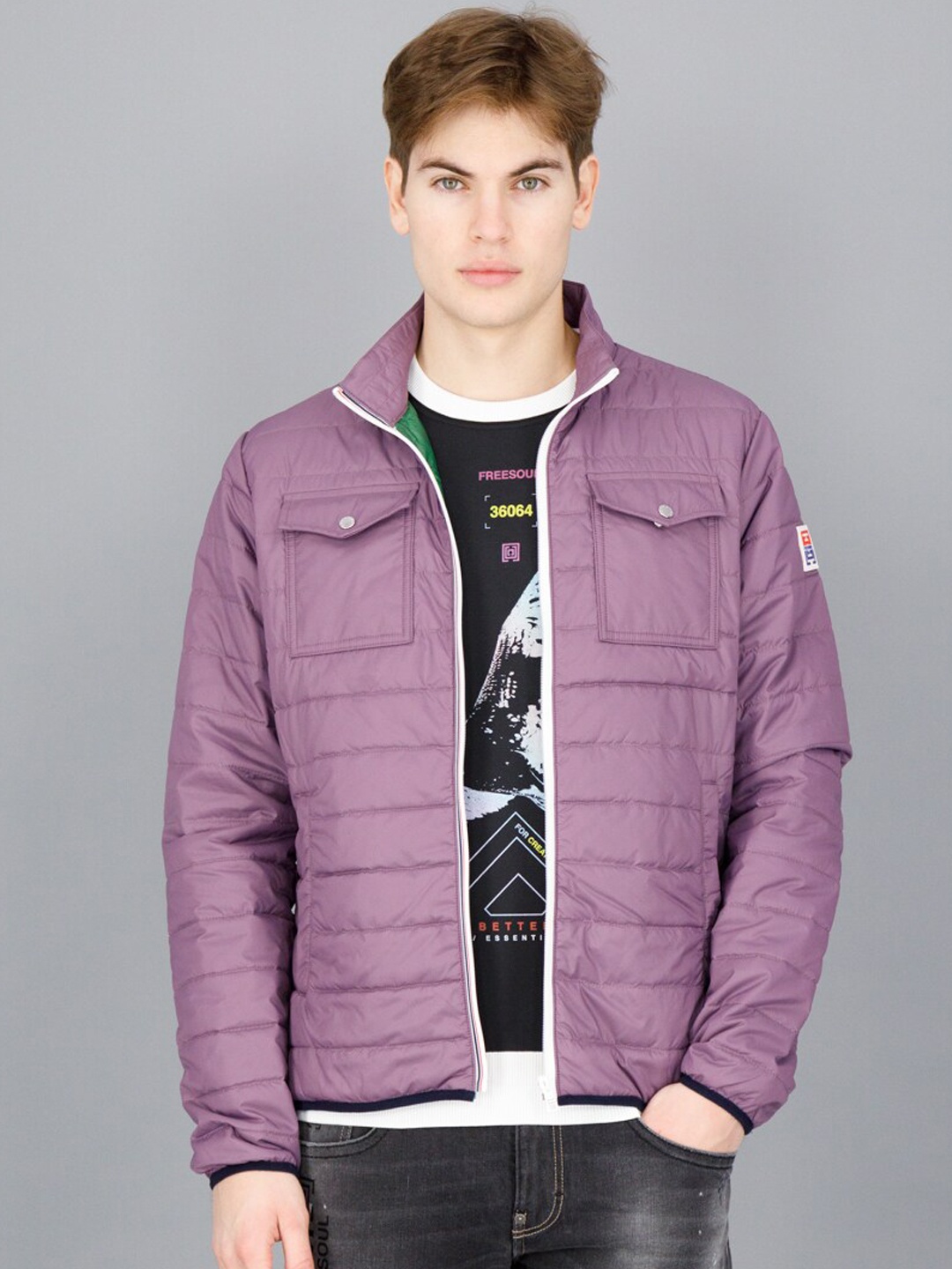 

FREESOUL Men Purple Padded Jacket