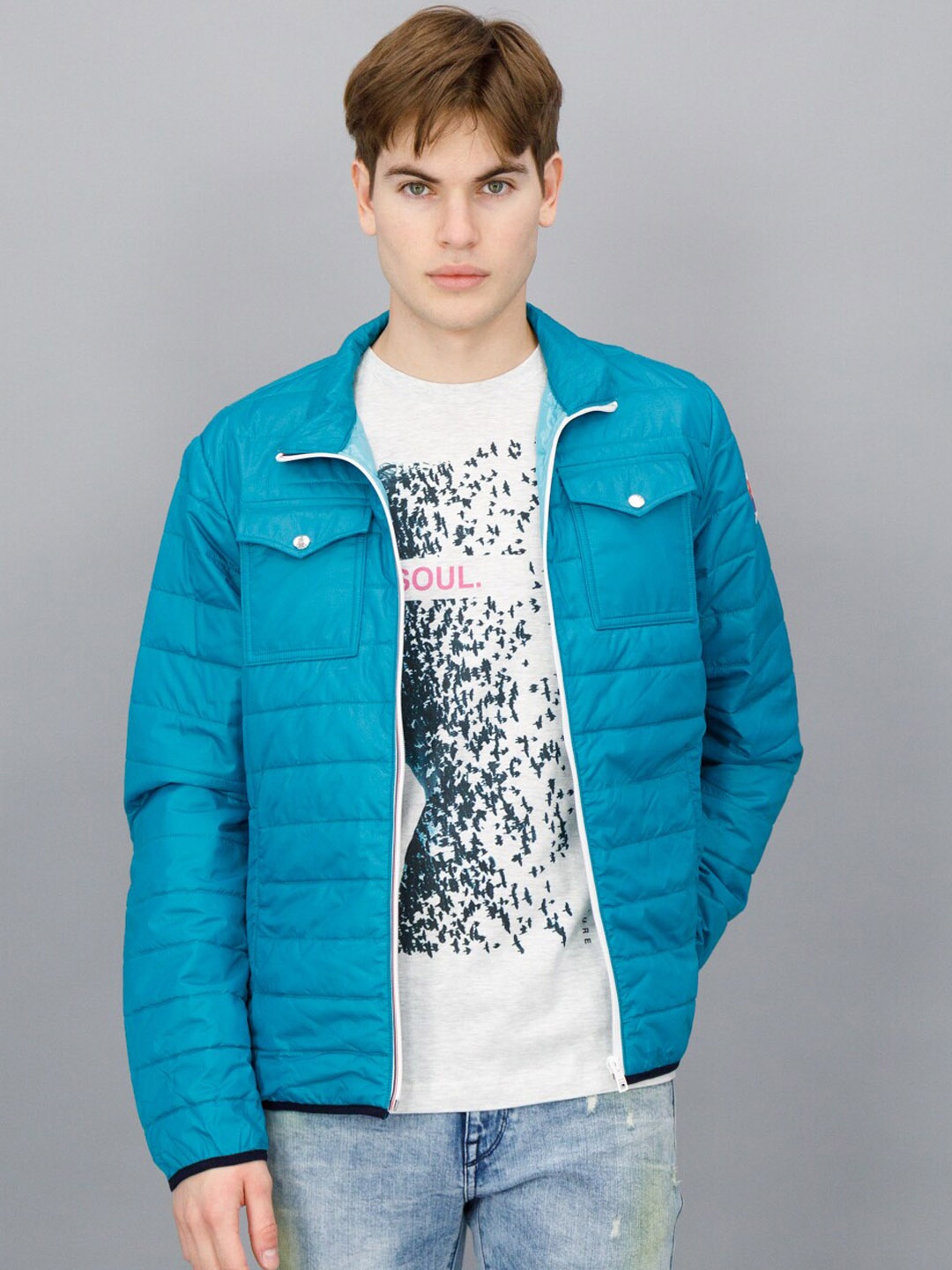 

FREESOUL Men Blue Puffer Jacket