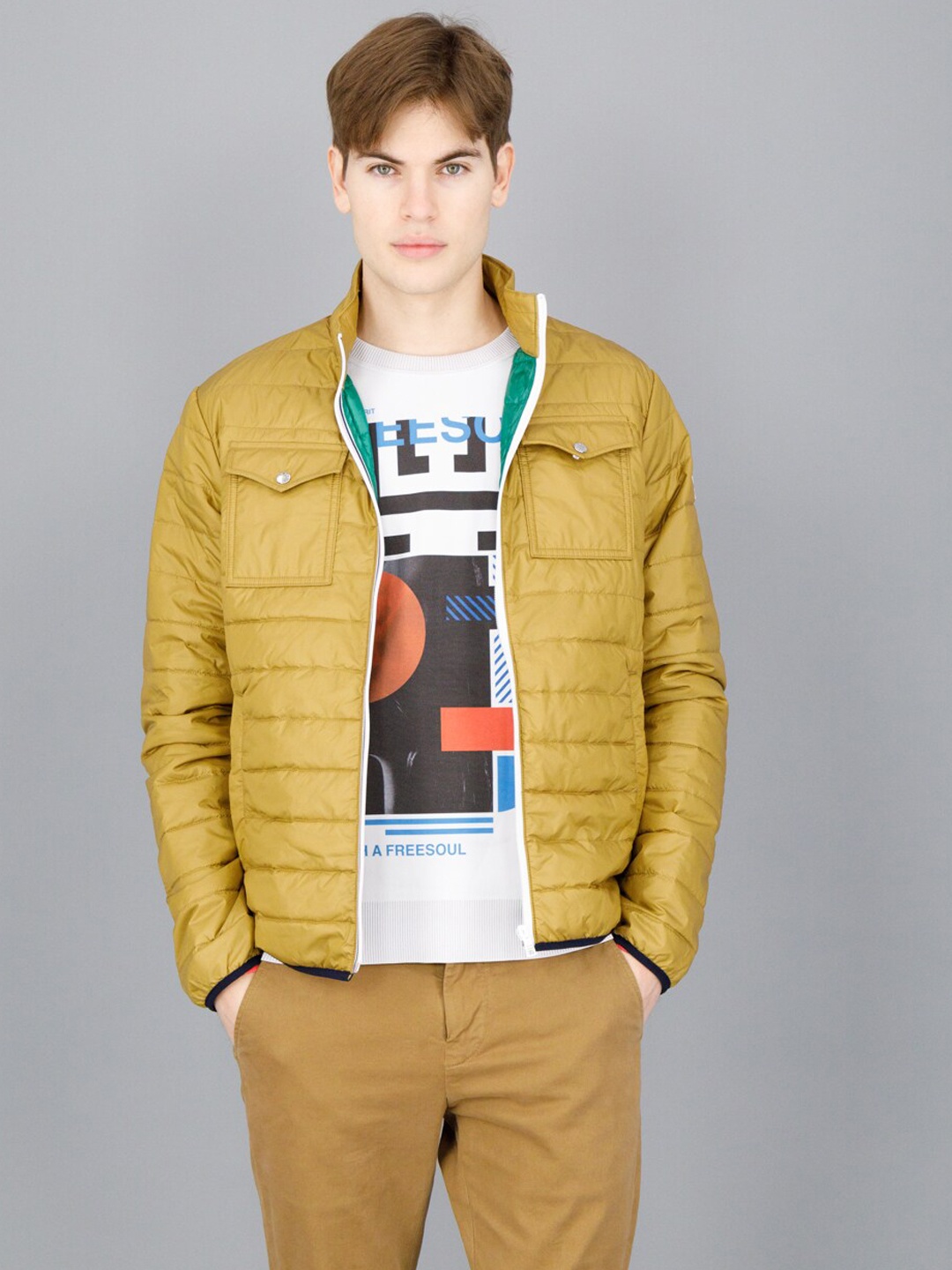 

FREESOUL Men Beige Puffer Jacket