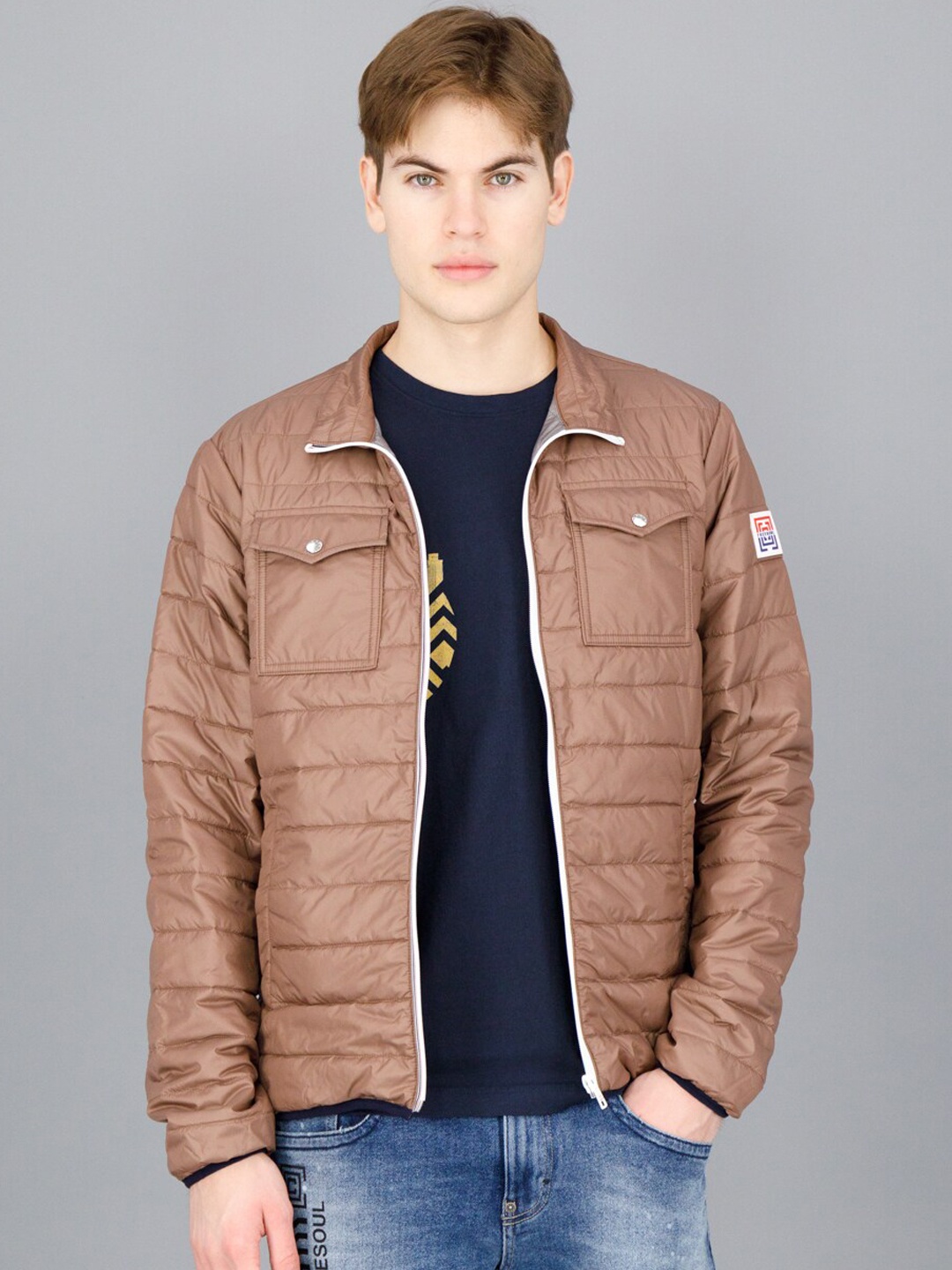 

FREESOUL Men Brown Padded Jacket
