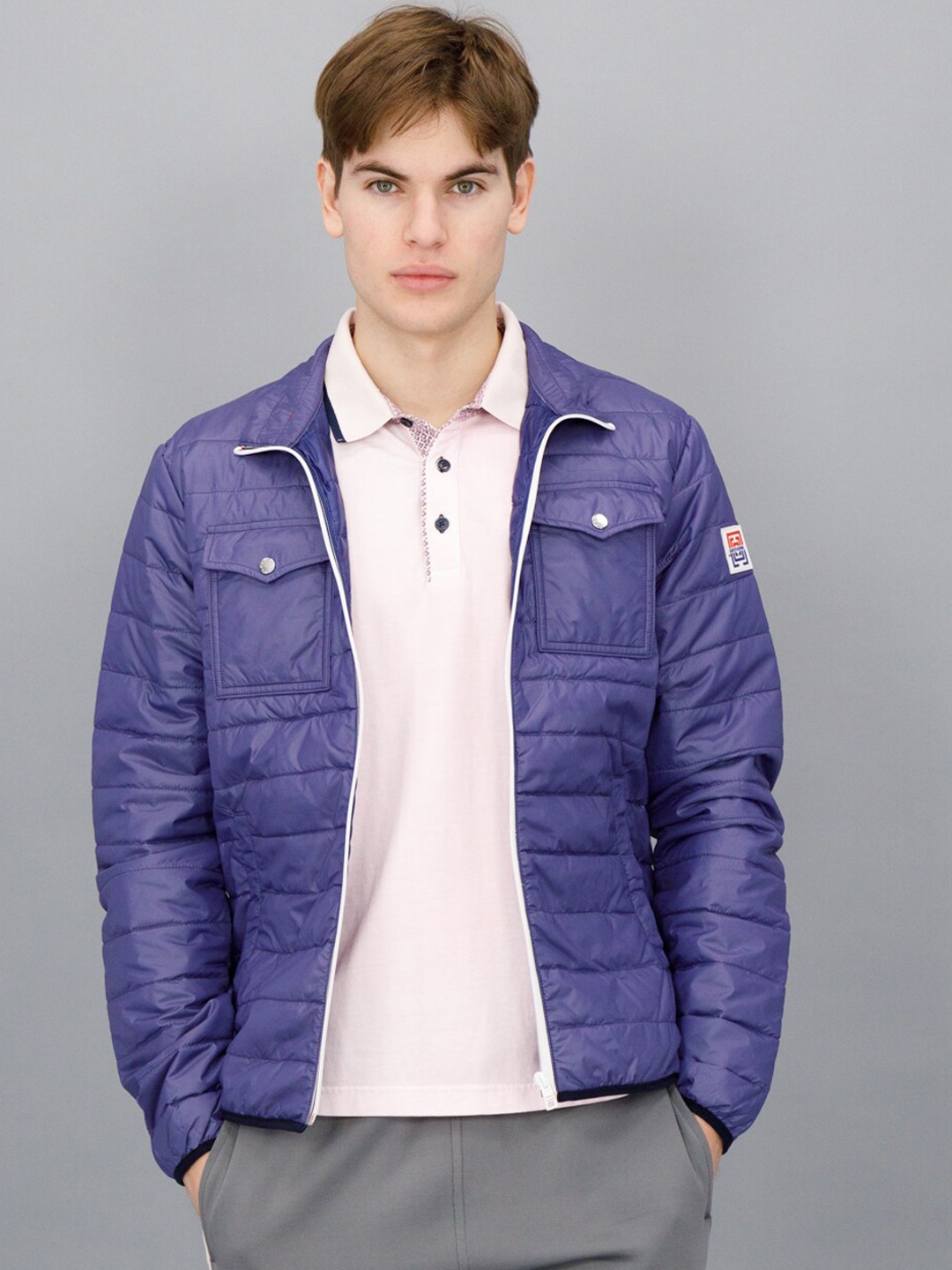 

FREESOUL Men Crop Puffer Jacket, Blue