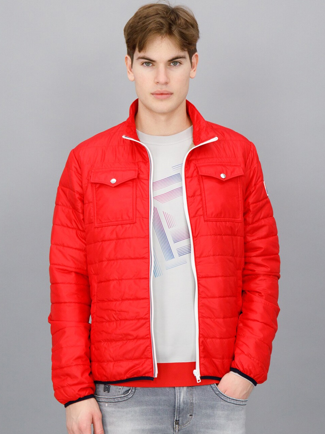 

FREESOUL Men Red Solid Polyester Puffer Jacket