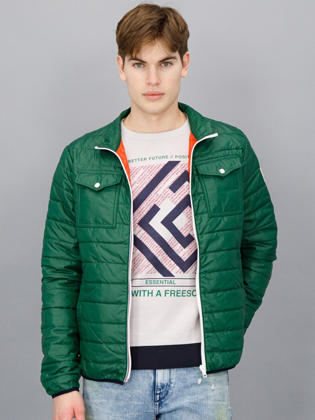 

FREESOUL Men Green Puffer Jacket
