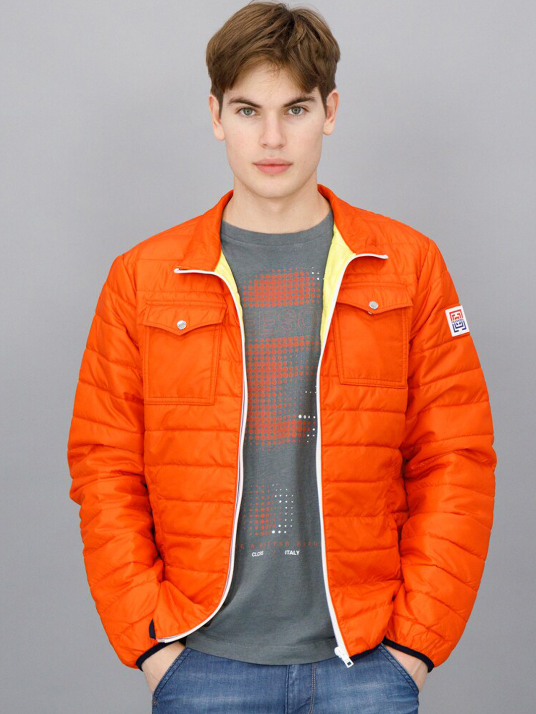 

FREESOUL Men Orange Solid Padded Jacket