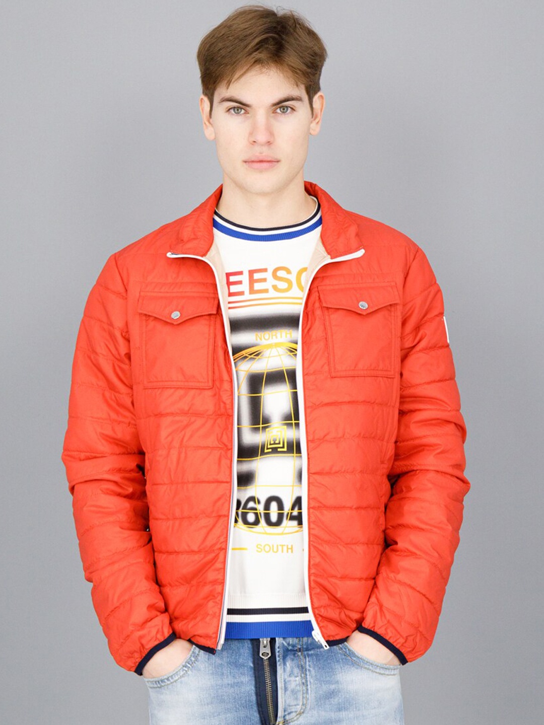 

FREESOUL Men Red Solid Padded Jacket
