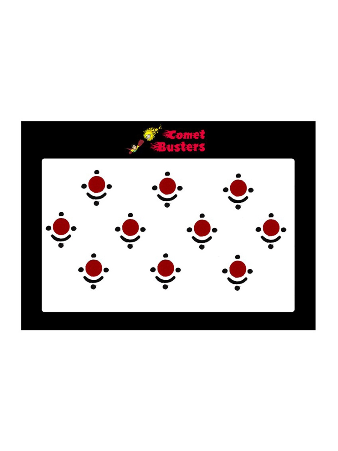 

Comet Busters 10 Pcs Reusable Designer Bindis - Red & Black