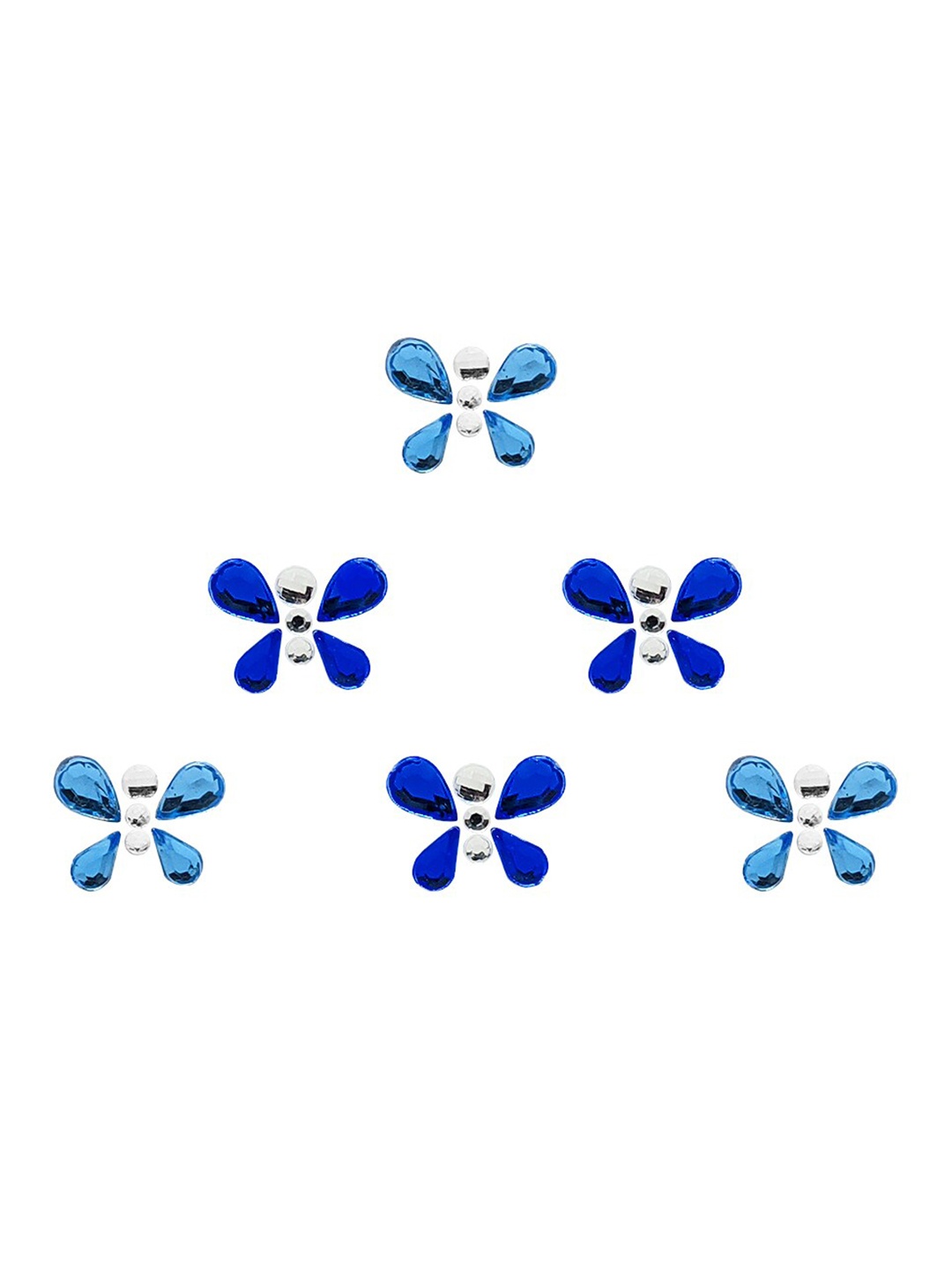 

Comet Busters 6 Pcs Embellished Reusable Butterfly-Shaped Bindis - Blue