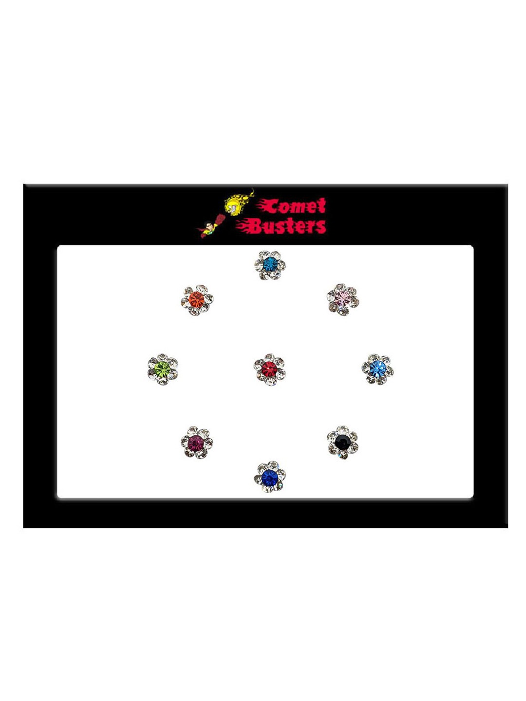 

Comet Busters 9 Pcs Embellished Reusable Designer Bindis - Multicoloured, Multi