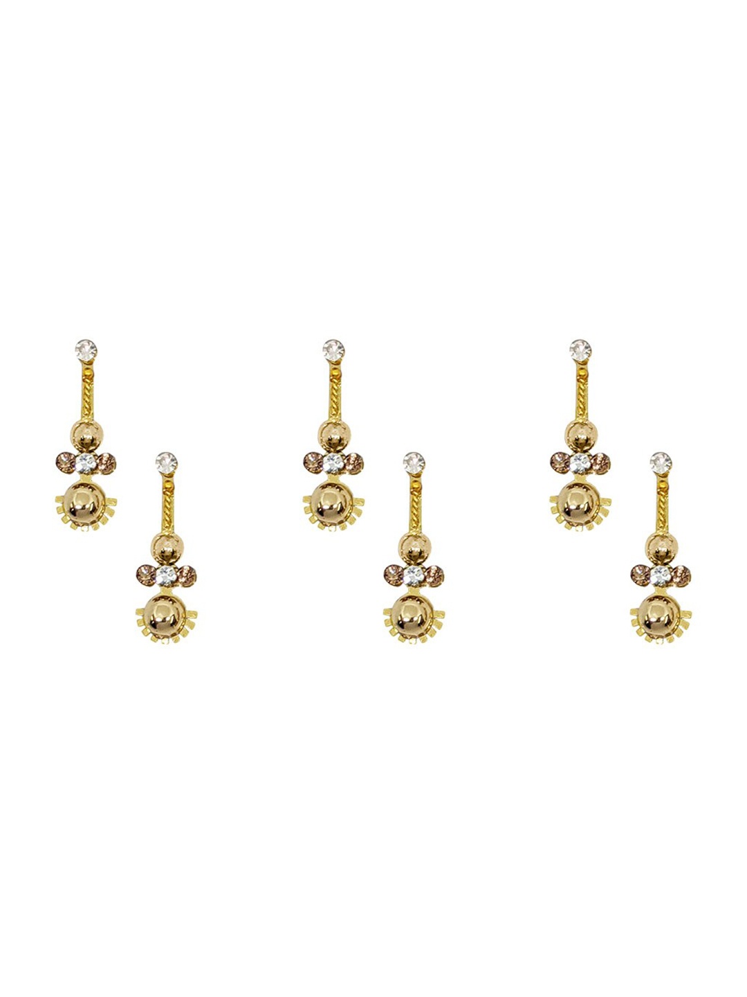 

Comet Busters 6 Pcs Embellished Reusable Designer Bindis -Gold-Toned