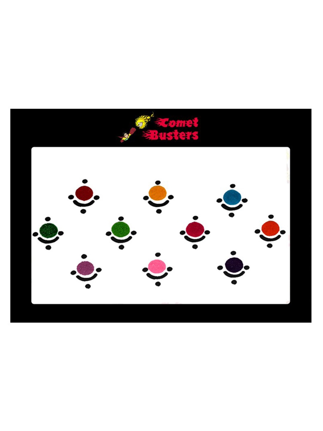 

Comet Busters 10 Pcs Reusable Designer Bindis - Multicoloured, Multi