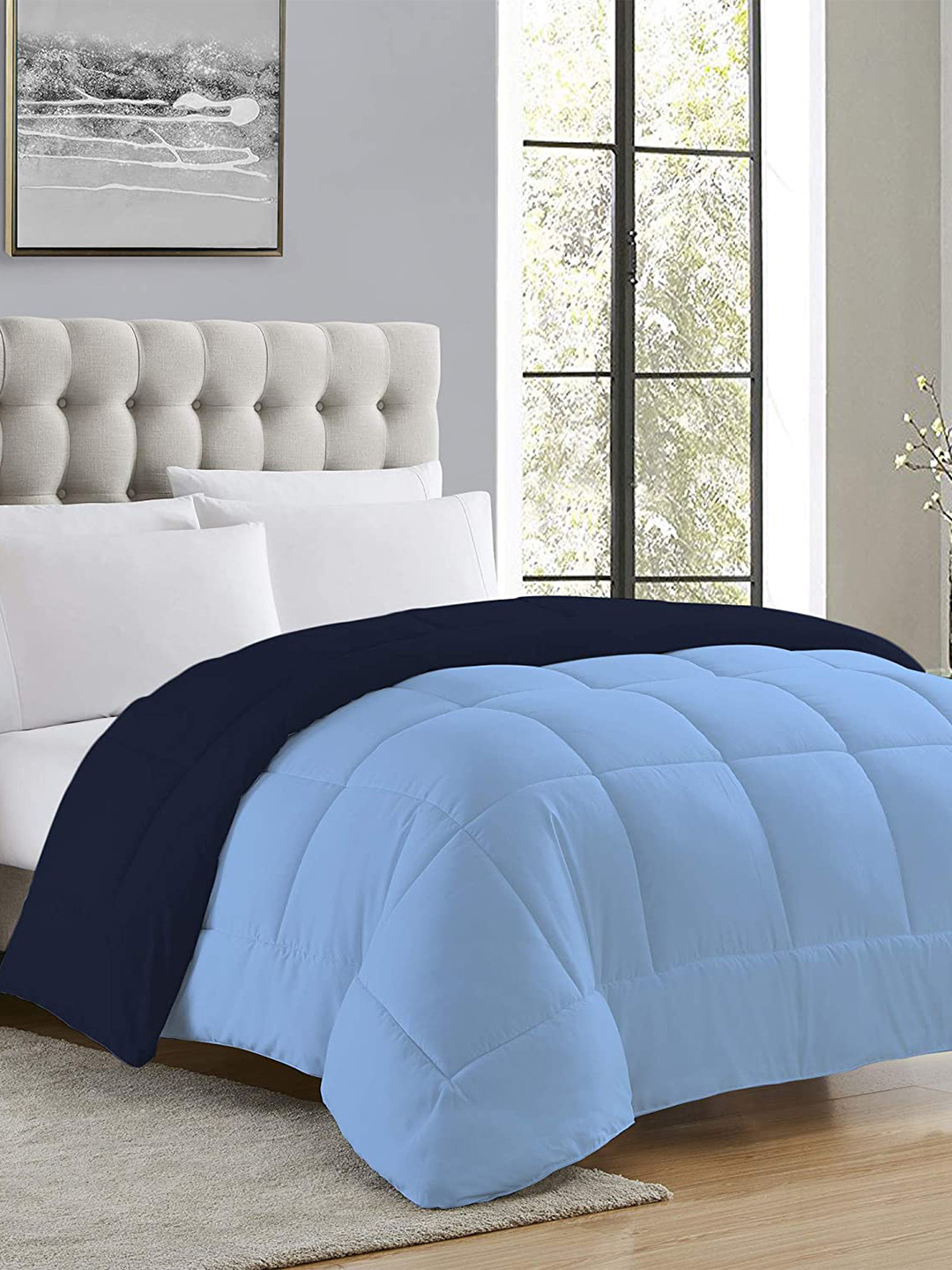 

CURIOUS LIFESTYLE Blue 200 GSM Microfiber AC Room Single Bed Reversible Comforter