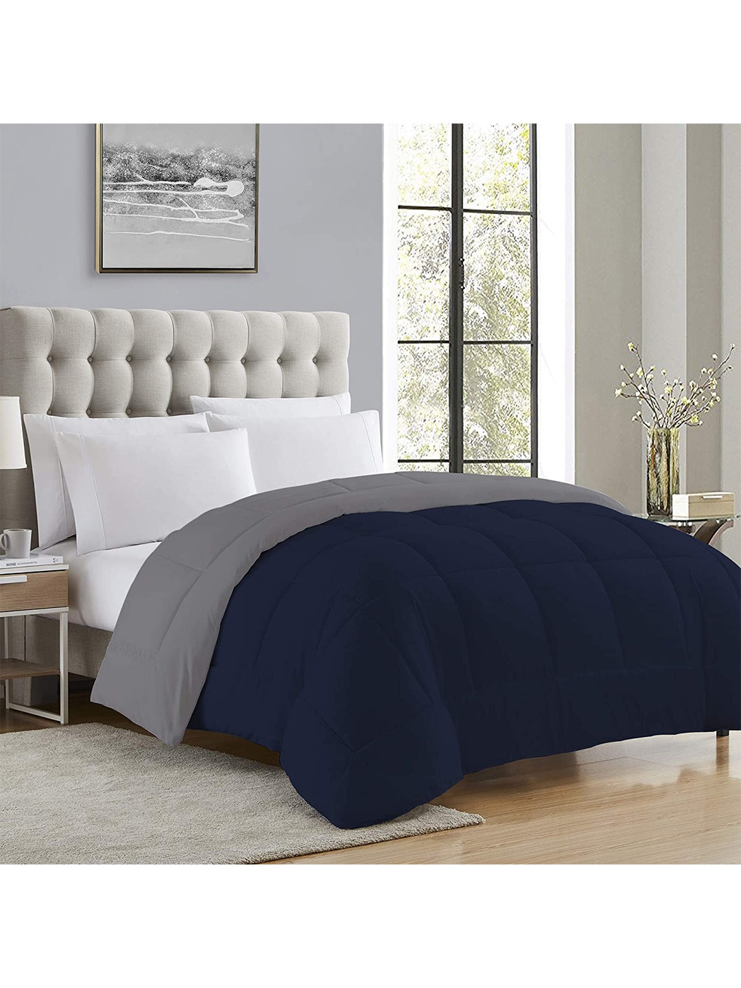 

CURIOUS LIFESTYLE Blue & Grey Microfiber Heavy Winter Double Bed Comforter