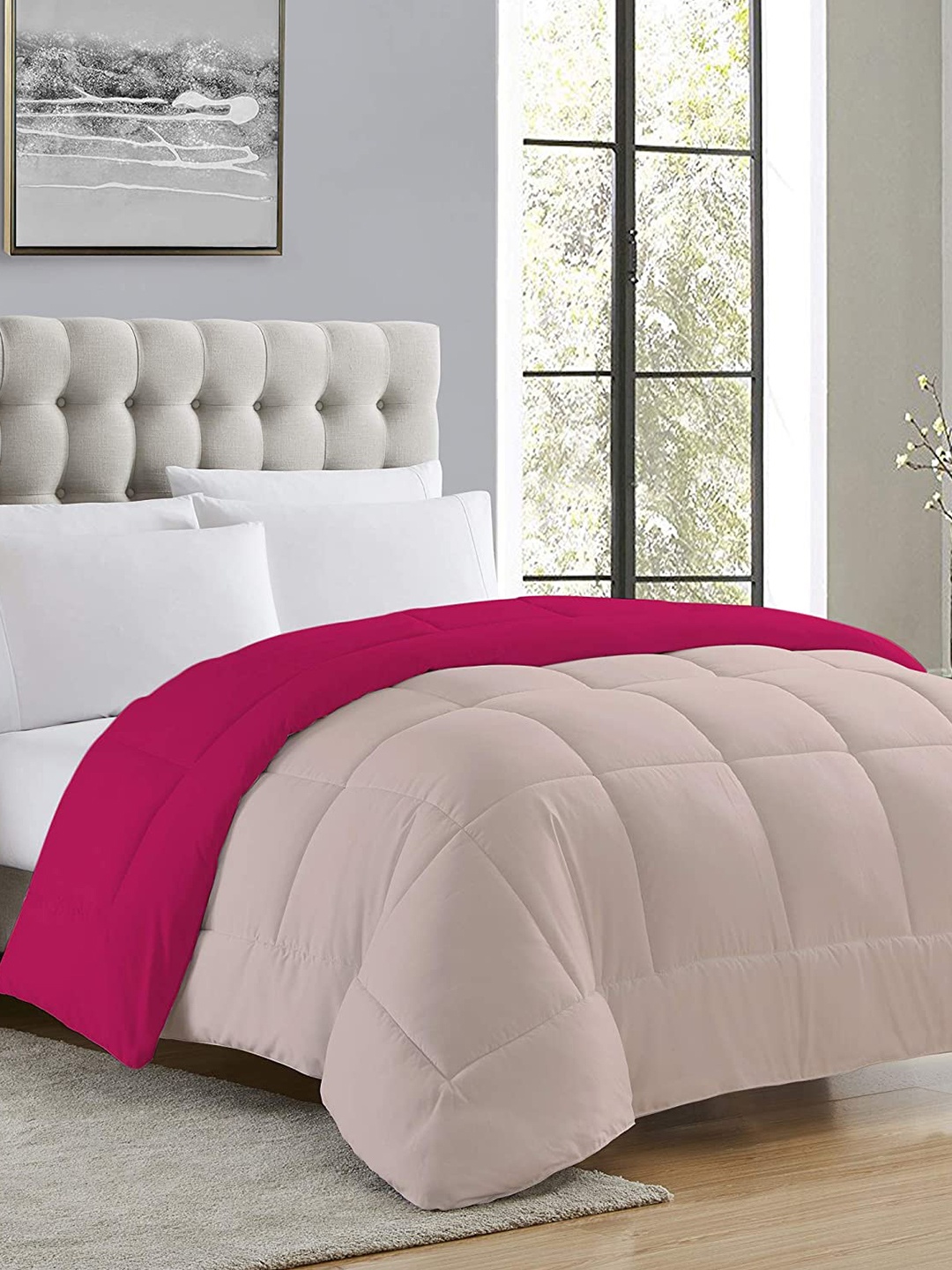 

CURIOUS LIFESTYLE Pink & Peach-Coloured Microfiber Heavy Winter Double Bed Comforter