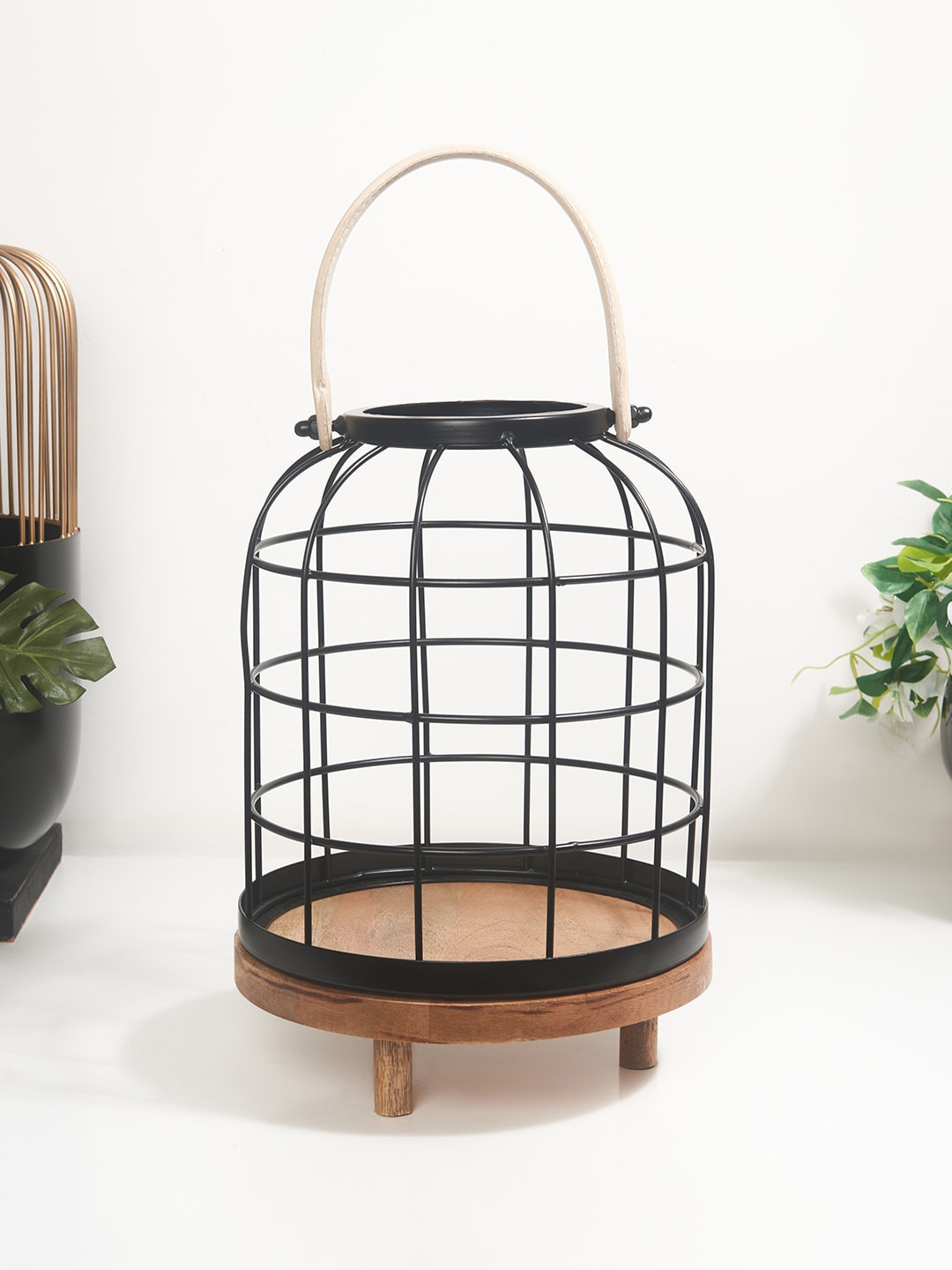 

HomeTown Black Hanging Lantern Candle Holder