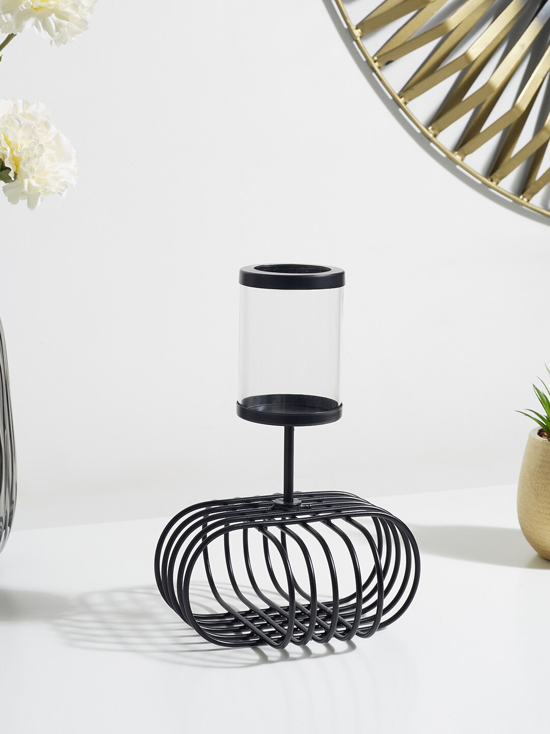 

HomeTown Black Solid Glass Wired Pillar Candle Holders