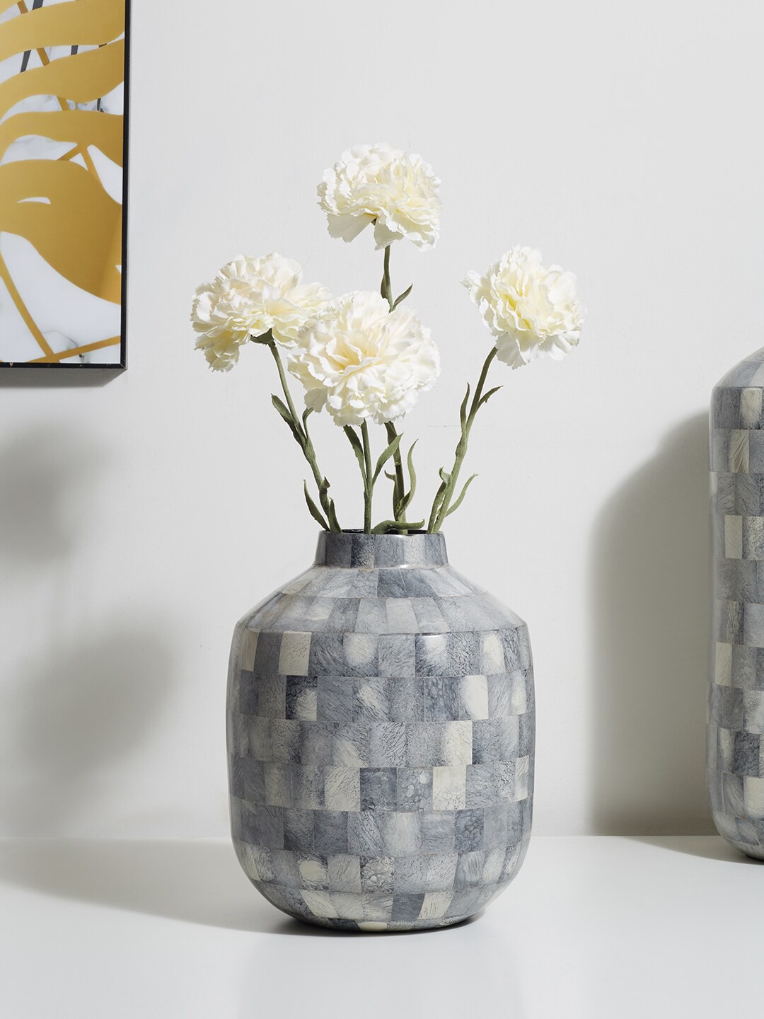 

HomeTown White & Black Hazy Vases