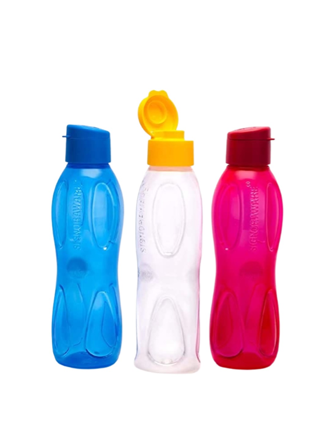 

SignoraWare Multicolored Set of 3 Plastic Water Bottles 1000 ml Each, Blue