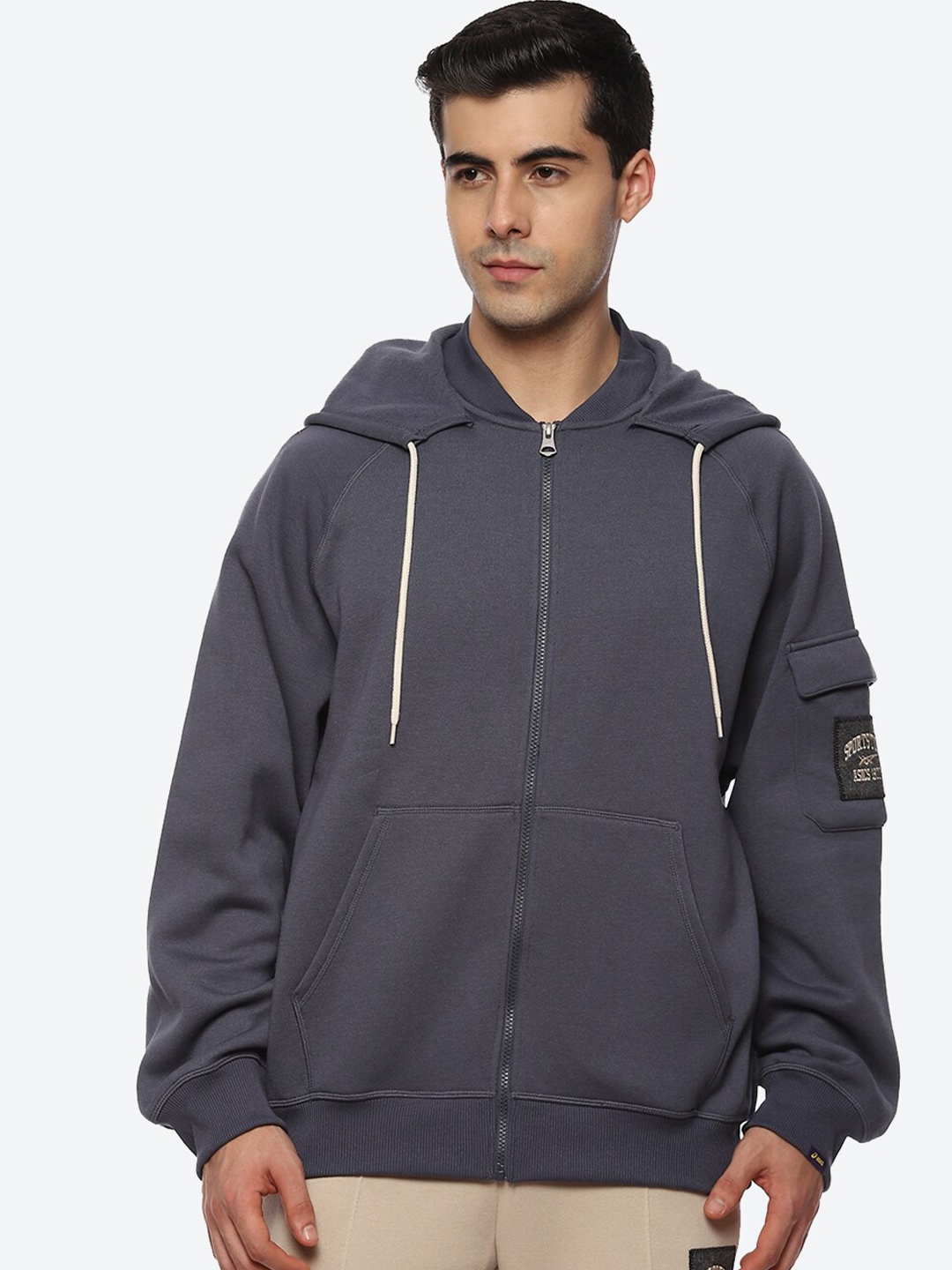 

ASICS Brushed French Terry Full Zip Men Grey Sweatshirt