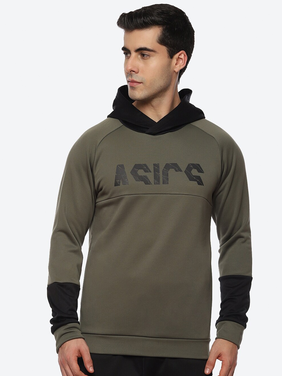 

ASICS Men Green Printed Polyester Ca Fleece Hooded Sweatshirts