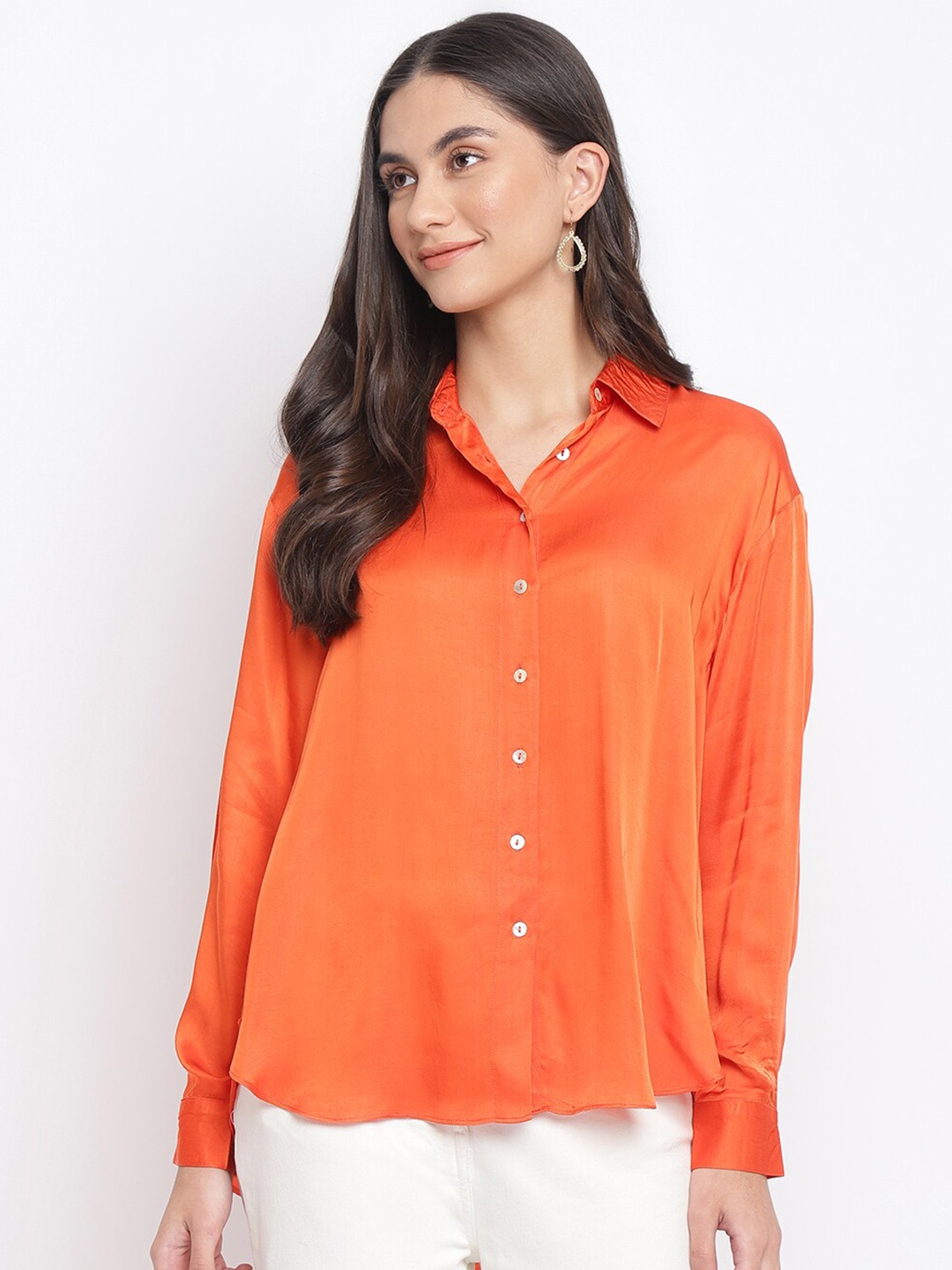 

Fabindia Women Viscose Casual Shirt, Orange