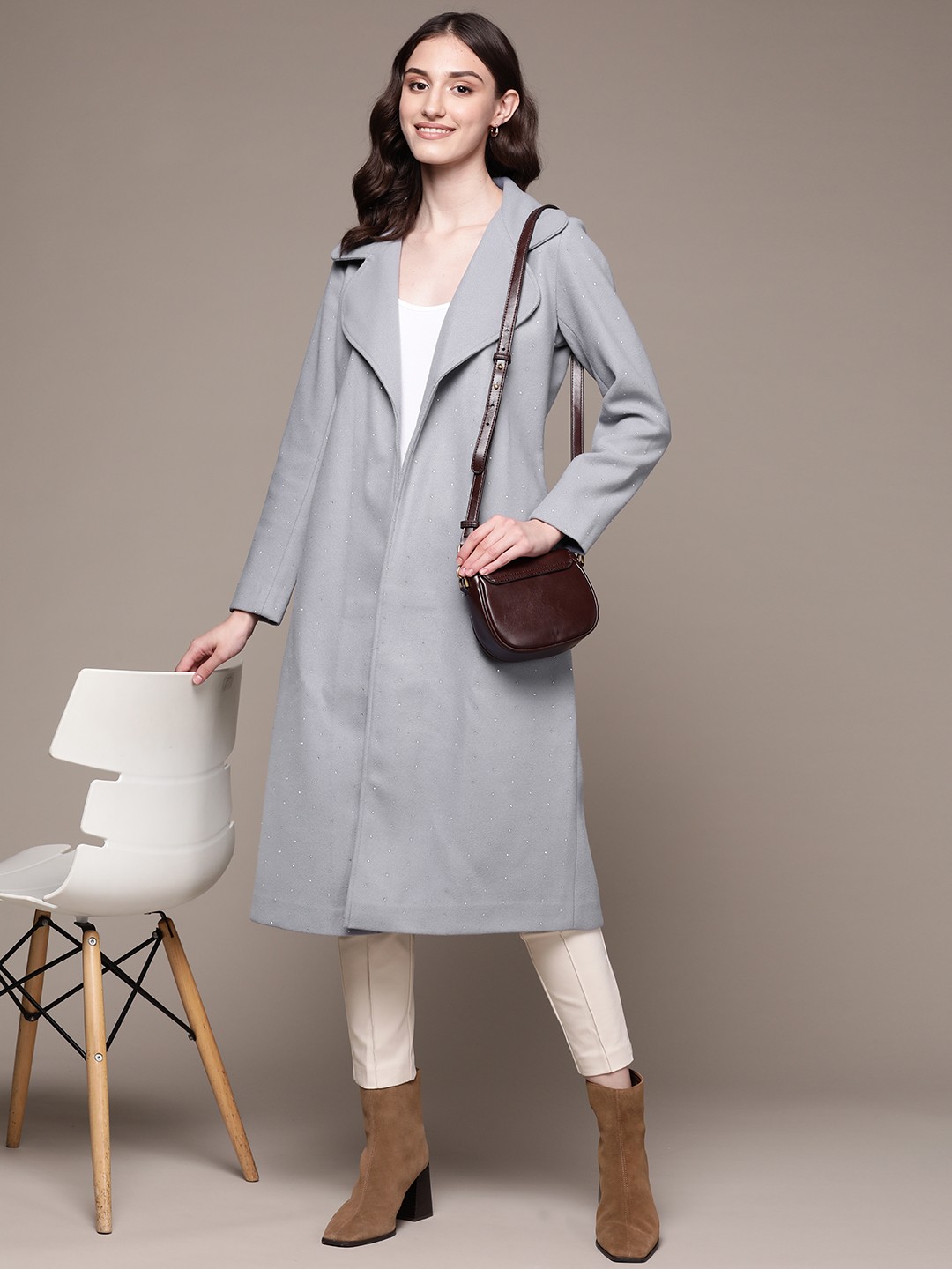 

aarke Ritu Kumar Women Embellished Trench Coat, Grey