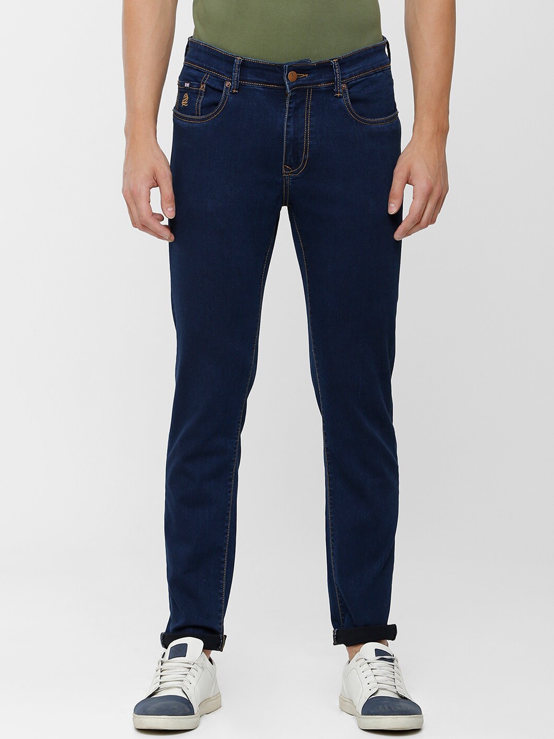 

Double Two Men Lean Slim Fit Low-Rise Stretchable Jeans, Blue