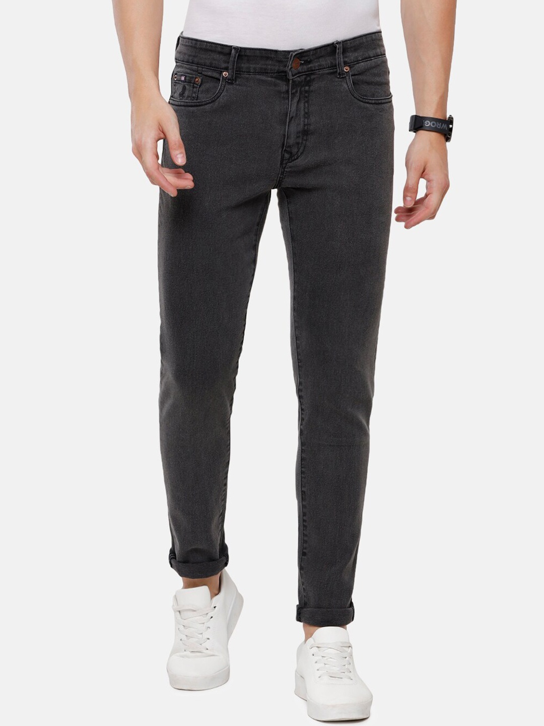 

Double Two Men Grey Lean Slim Fit Low-Rise Stretchable Jeans