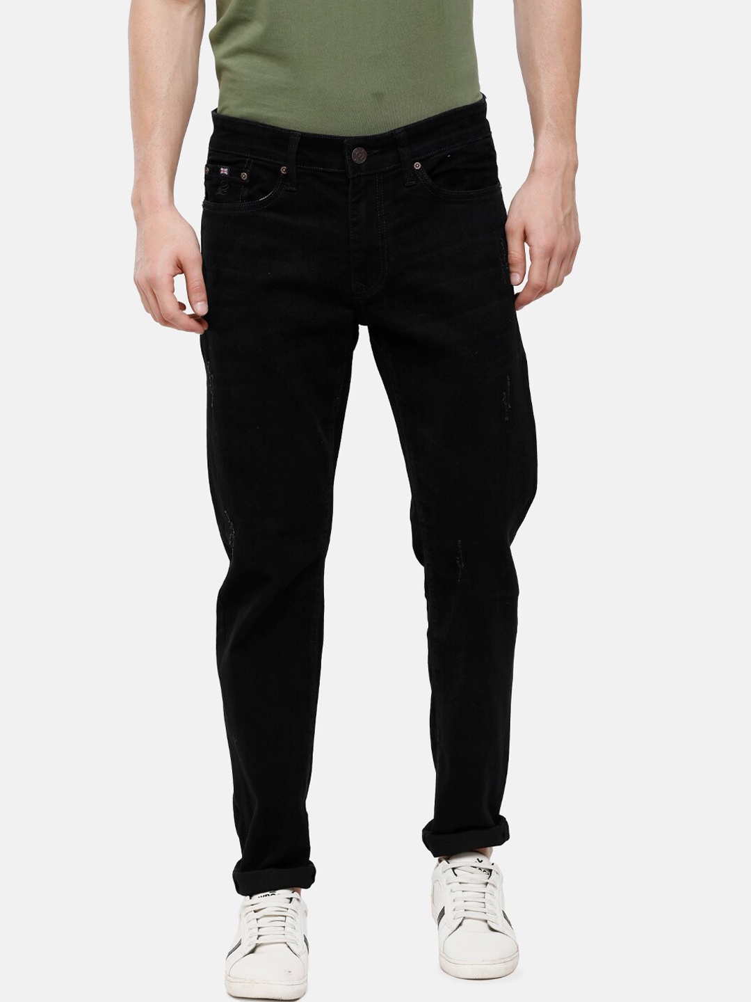 

Double Two Men Lean Slim Fit Low-Rise Stretchable Jeans, Black