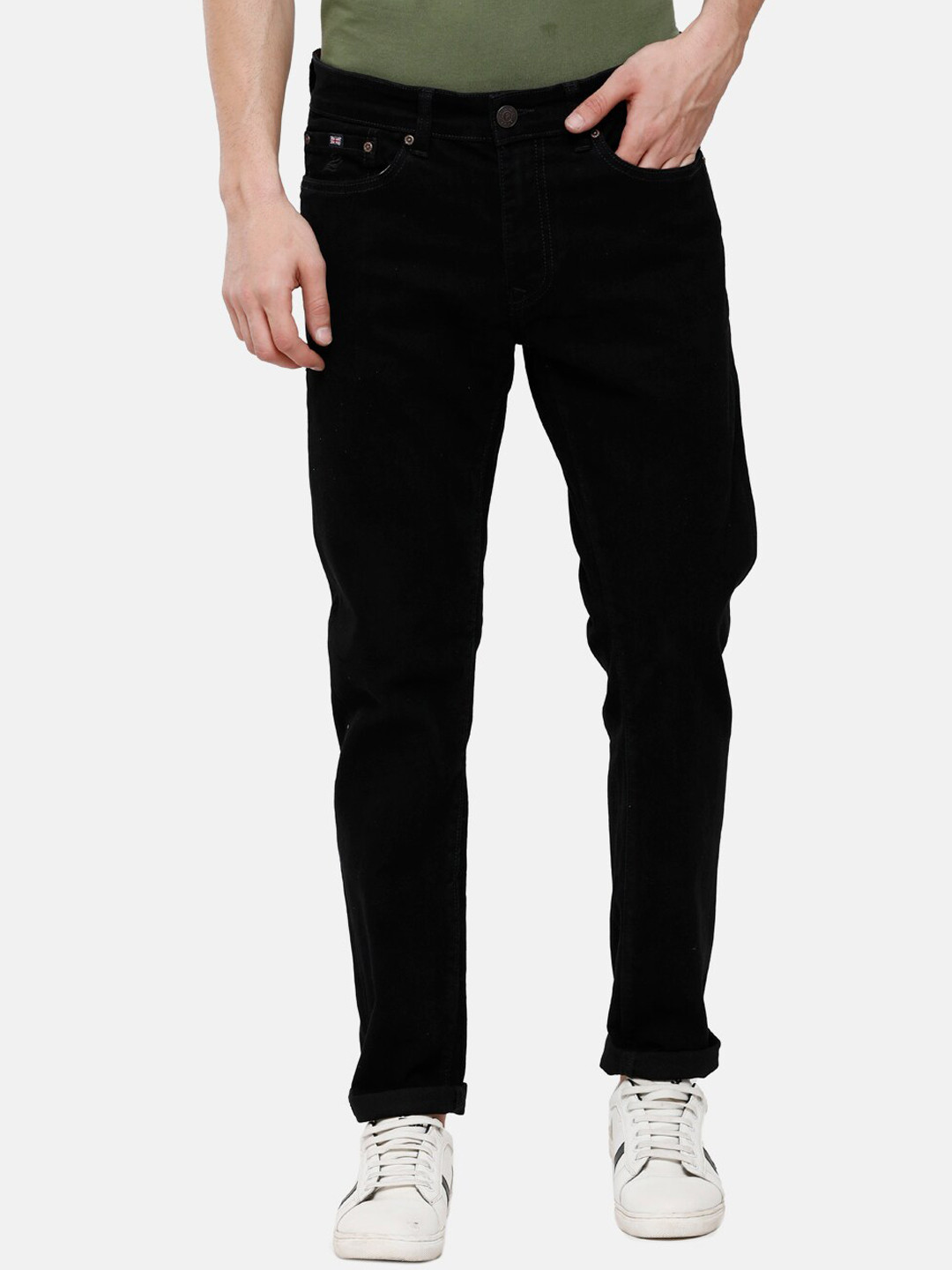 

Double Two Men Lean Slim Fit Low-Rise Stretchable Jeans, Black