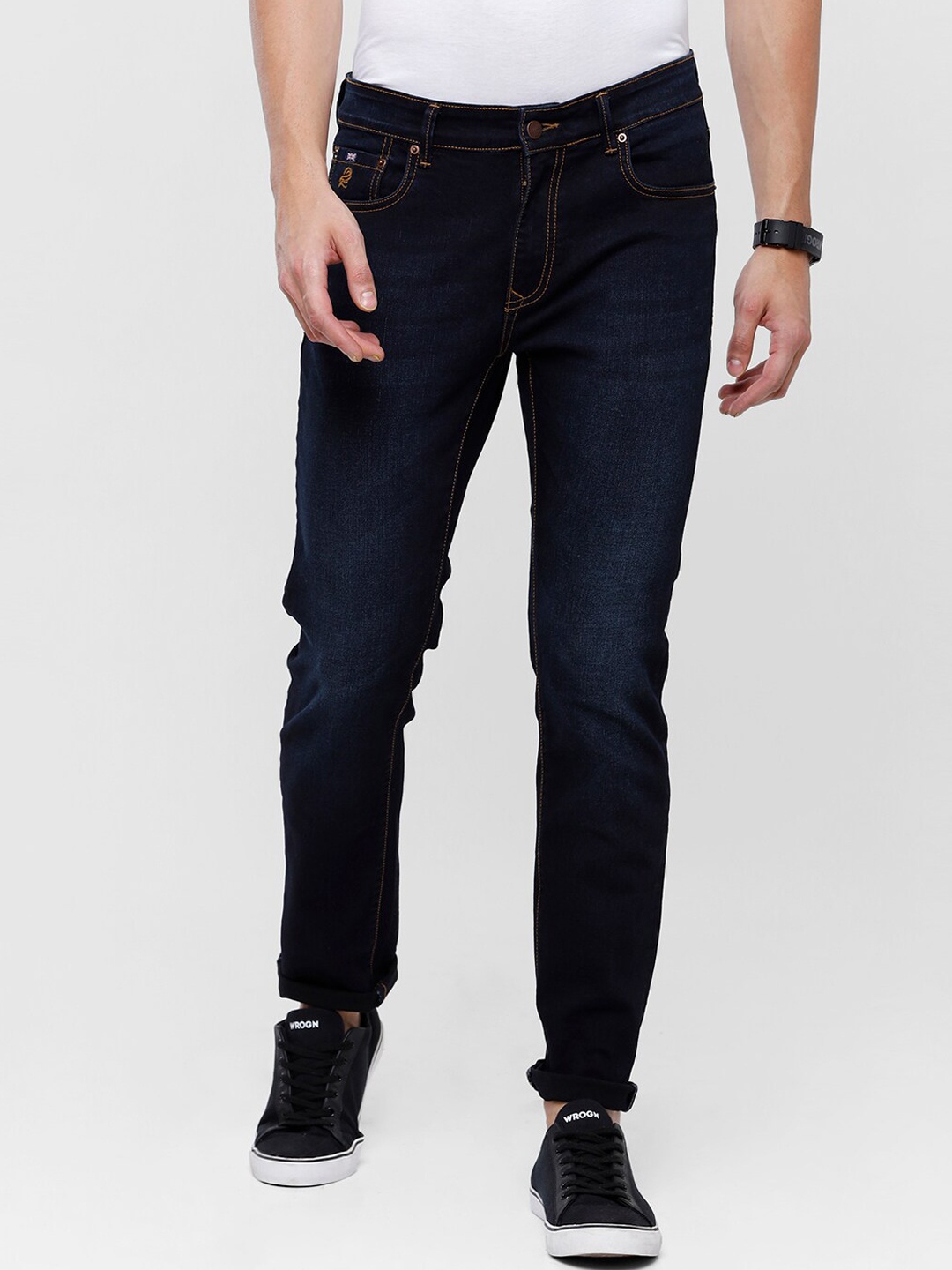 

Double Two Slim Fit Low-Rise Light Fade Stretchable Jeans, Blue