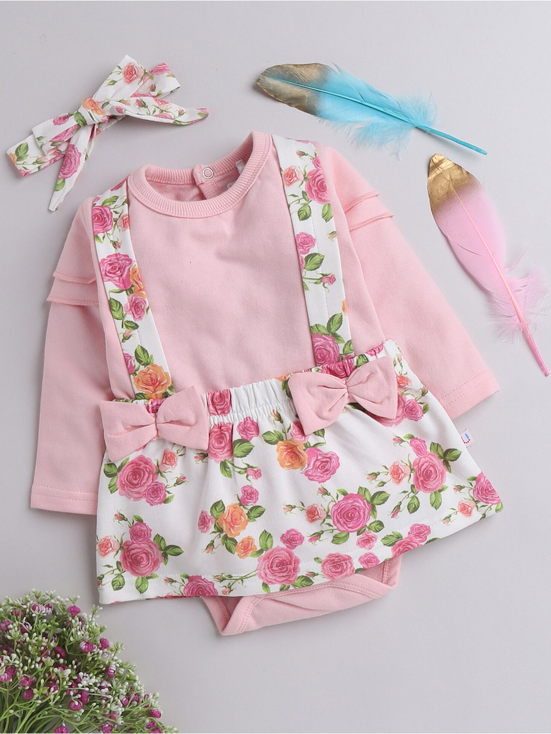 

BUMZEE Women Pink & White Floral A-Line Dress