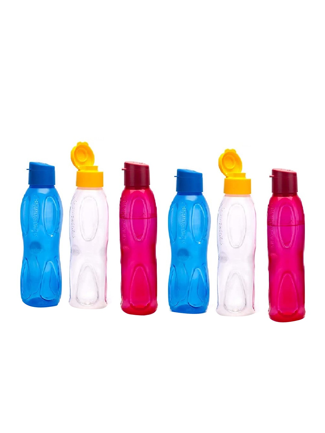 

SignoraWare Multicolored Set of 6 Plastic Water Bottle 500 ml Each, Pink