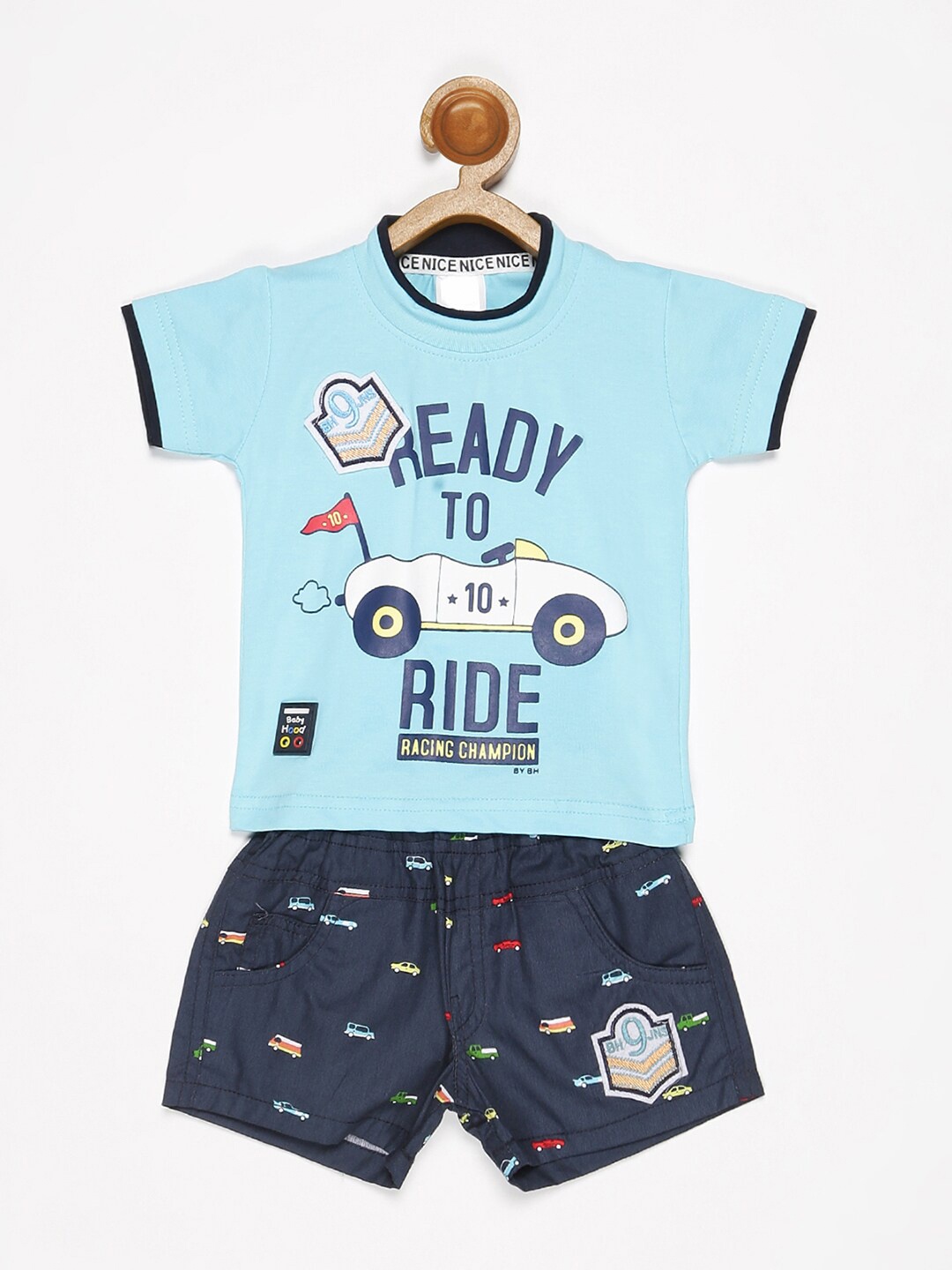

V2 Value & Variety Boys Blue & Black Printed T-shirt with Shorts