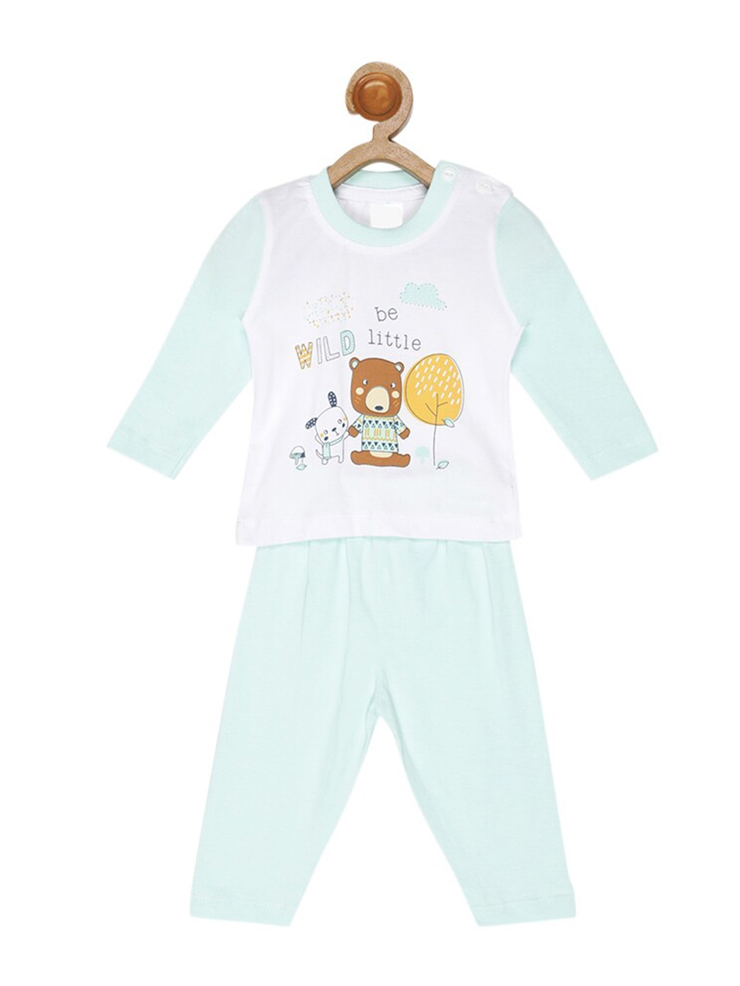 

V2 Value & Variety Boys Green & White Printed T-shirt with Pyjama Set