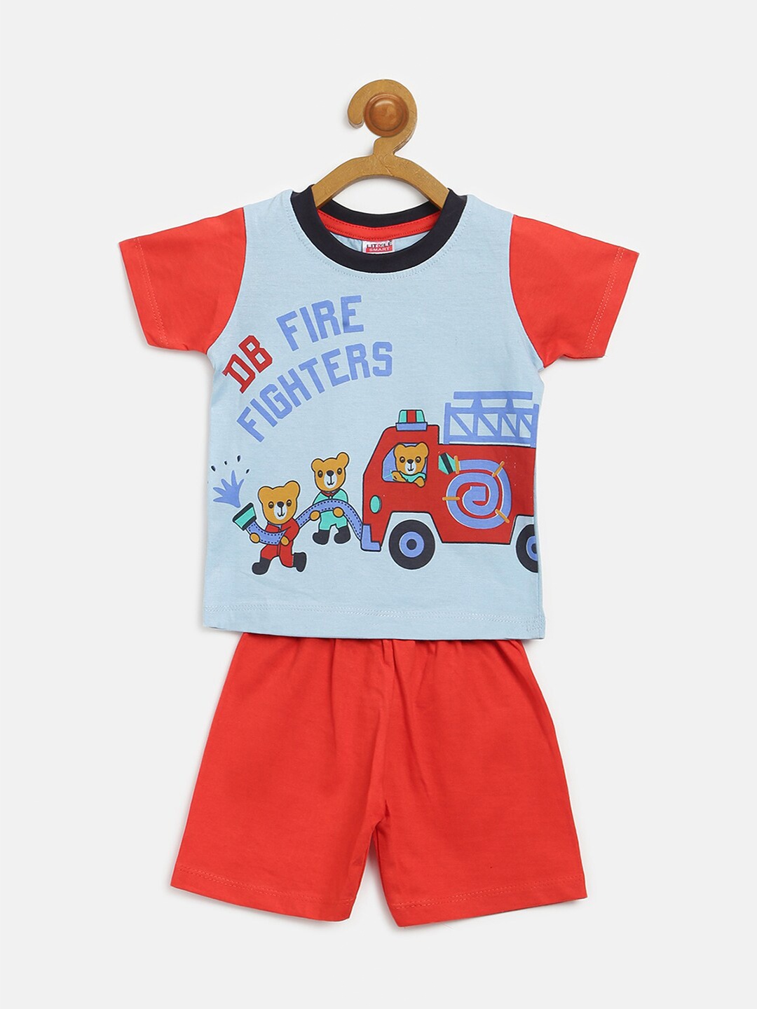

V2 Value & Variety Boys Blue & Red Graphic Printed Shirt with Shorts