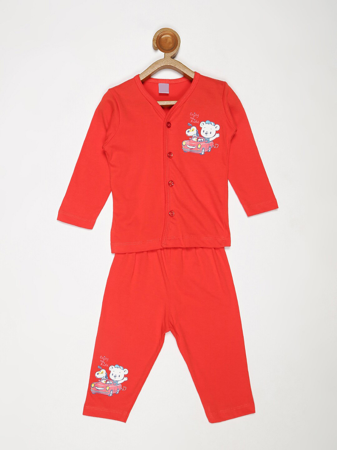 

V2 Value & Variety Boys Red & White Printed Shirt with Pyjamas