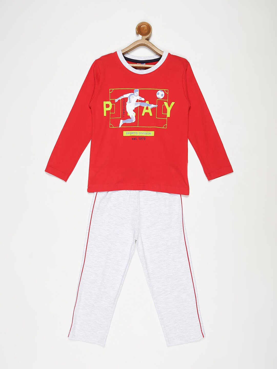 

V2 Value & Variety Boys Red & Grey Printed T-shirt with Trousers