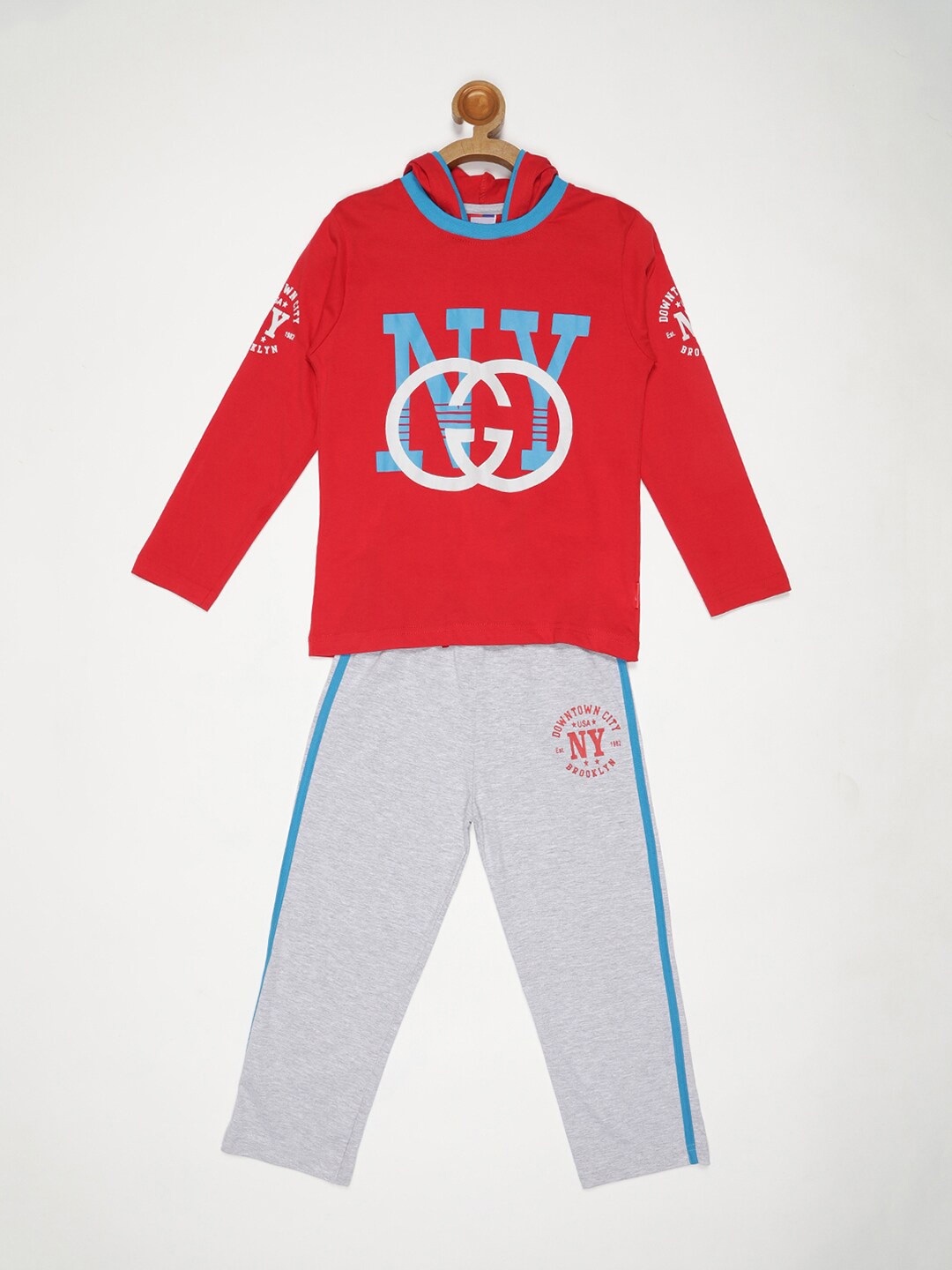 

V2 Value & Variety Boys Red & Grey Printed Top with Trousers