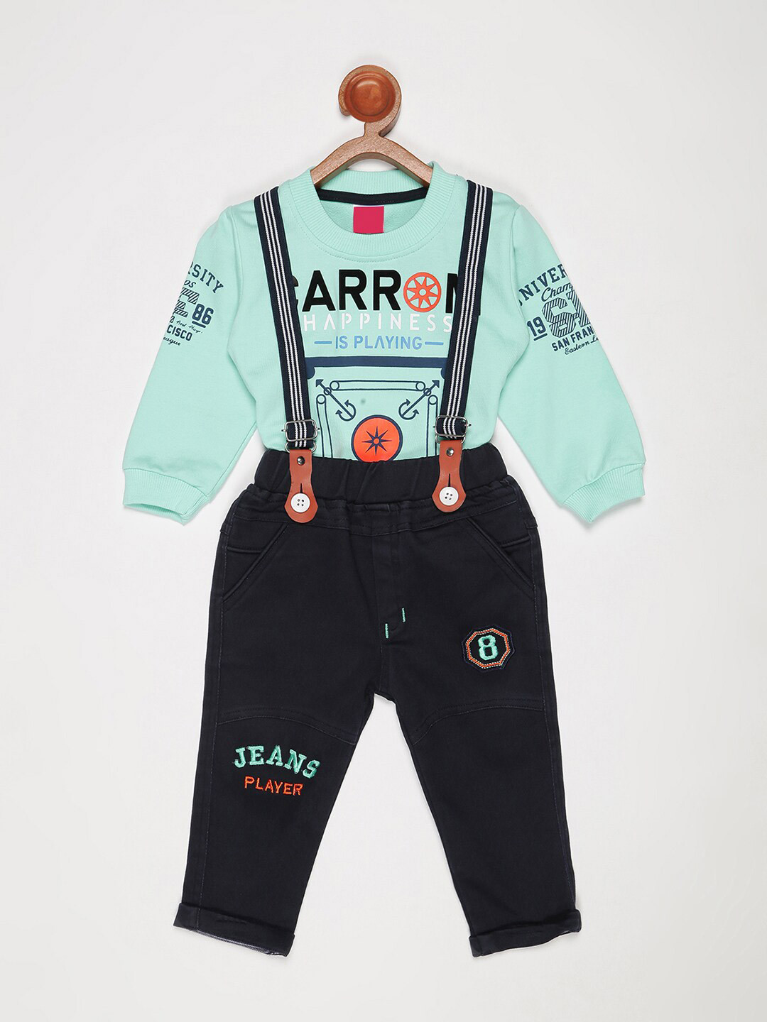 

V2 Value & Variety Boys Green Printed T-shirt with Trousers