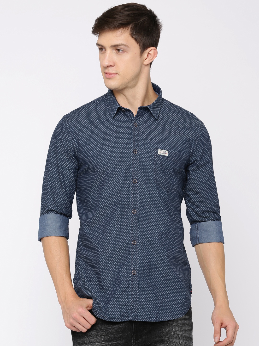 

U.S. Polo Assn. Denim Co. Men Navy Blue Regular Fit Printed Casual Shirt