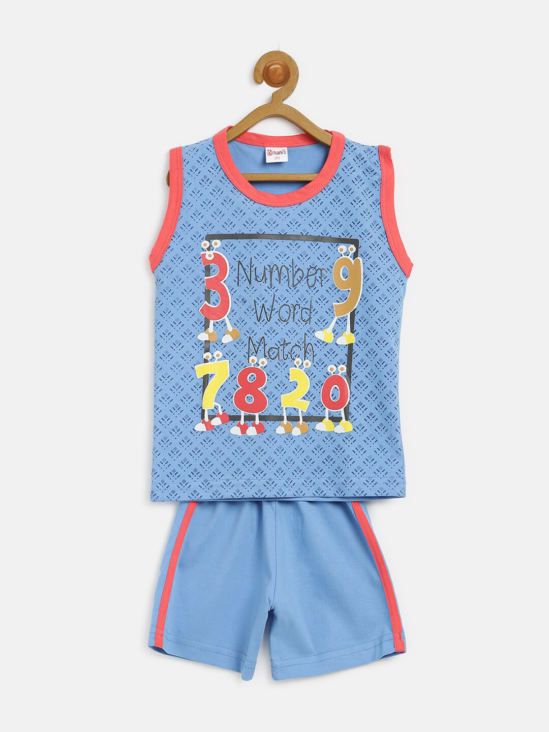 

V2 Value & Variety Boys Blue & Red Printed T-shirt with Shorts