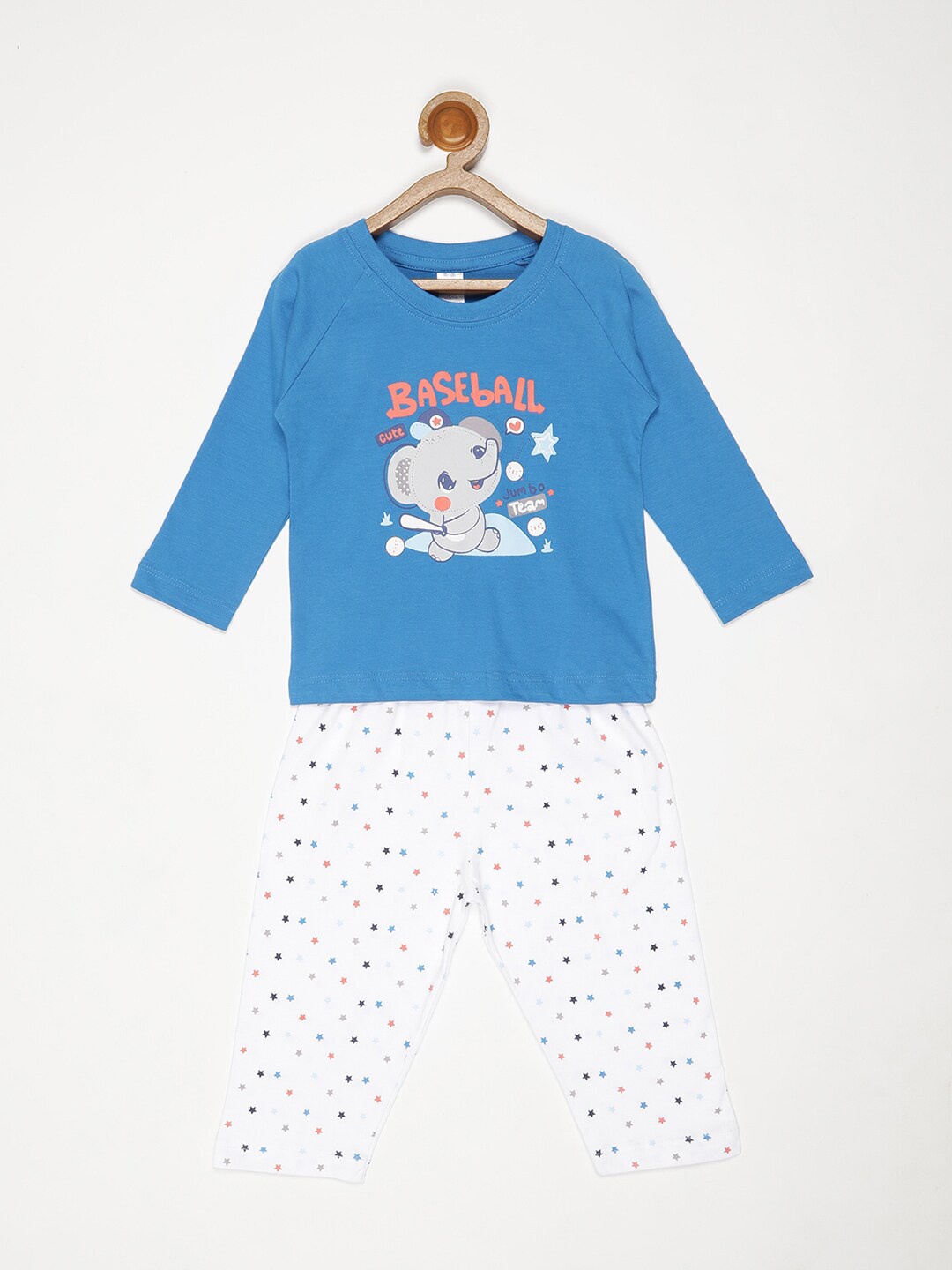 

V2 Value & Variety Boys Blue & White Printed T-shirt with Pyjamas