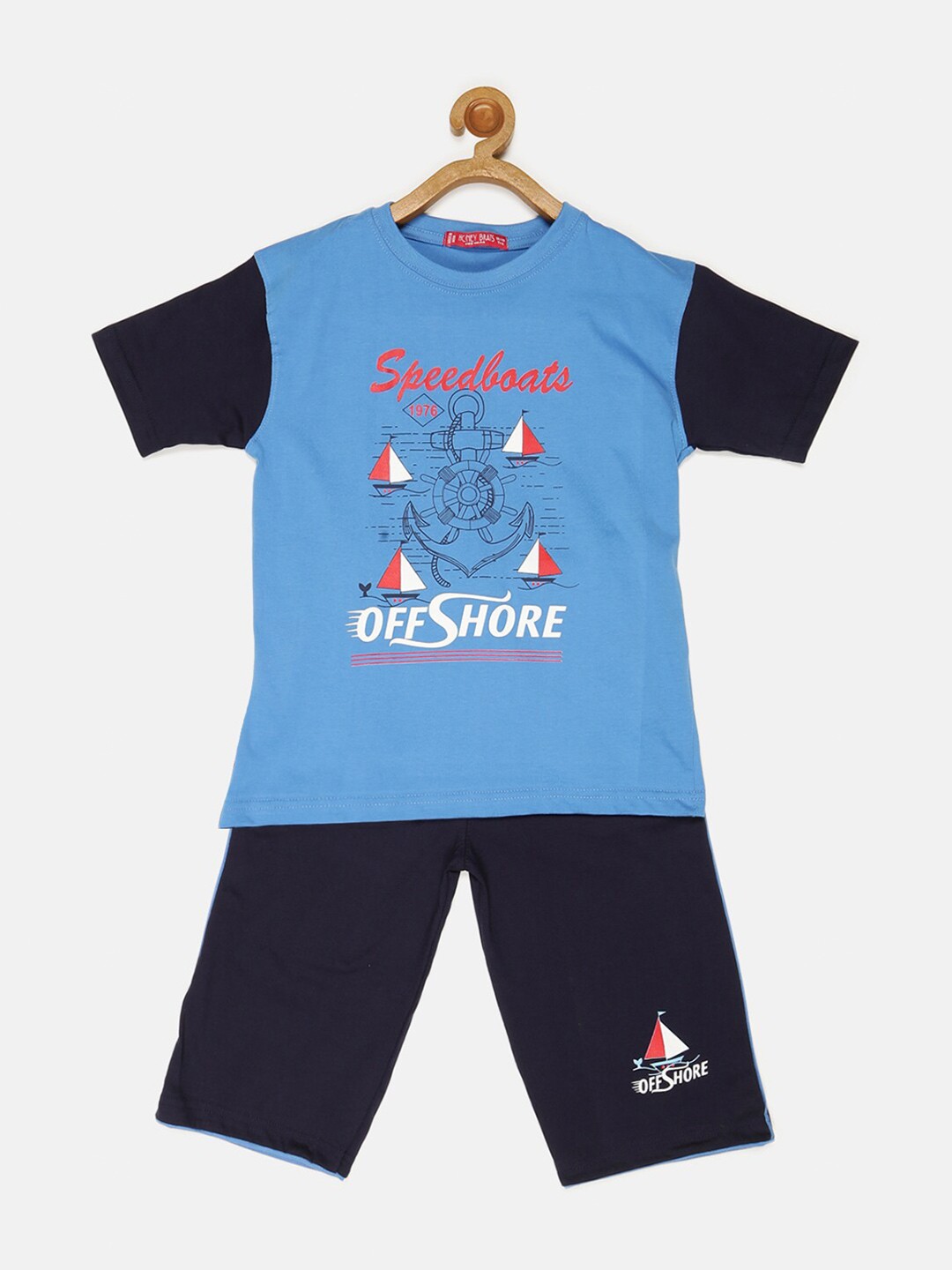 

V2 Value & Variety Boys Blue & Orange Printed T-shirt with Capris