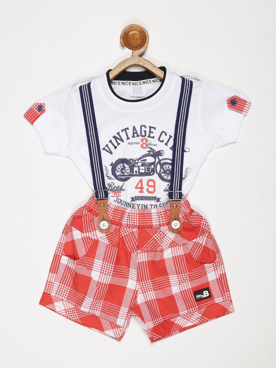 

V2 Value & Variety Boys Orange & White Printed T-shirt with Shorts