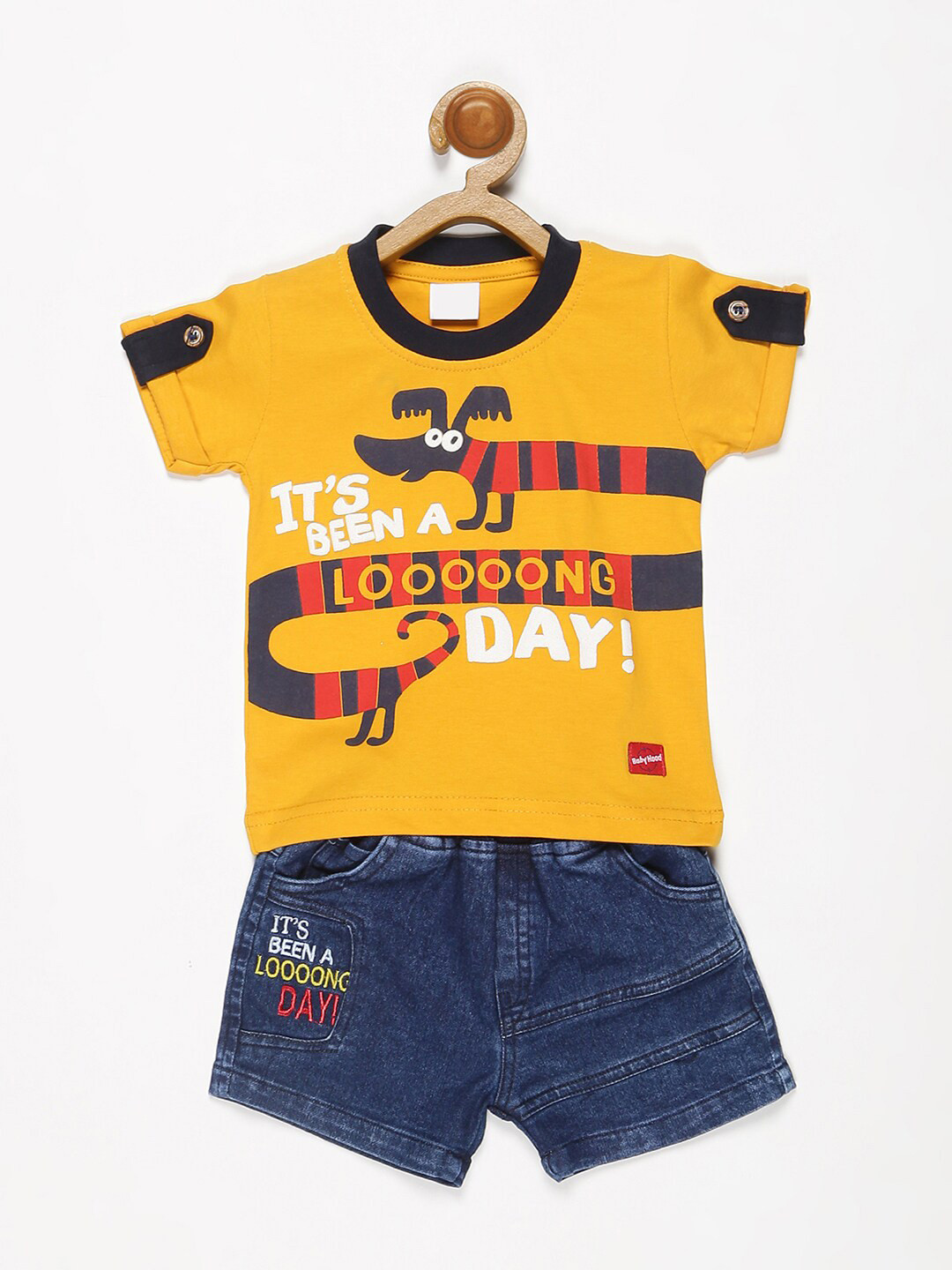 

V2 Value & Variety Boys Mustard & Blue Printed T-shirt with Shorts
