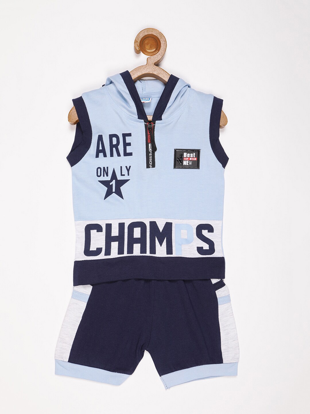 

V2 Value & Variety Boys Blue & White Printed T-shirt with Shorts